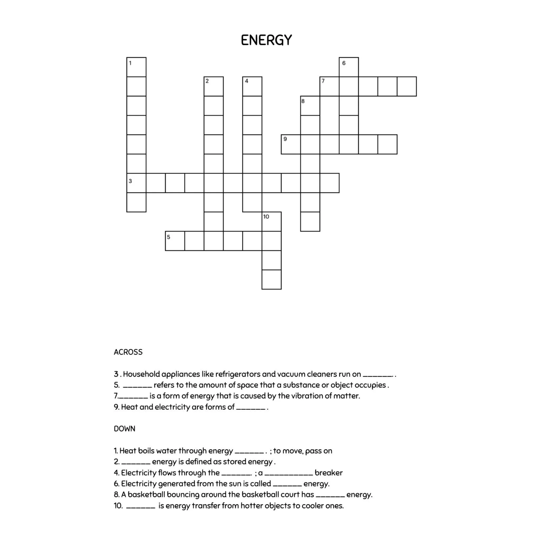 4th Grade Science Crossword Puzzles 0771 - Image 3