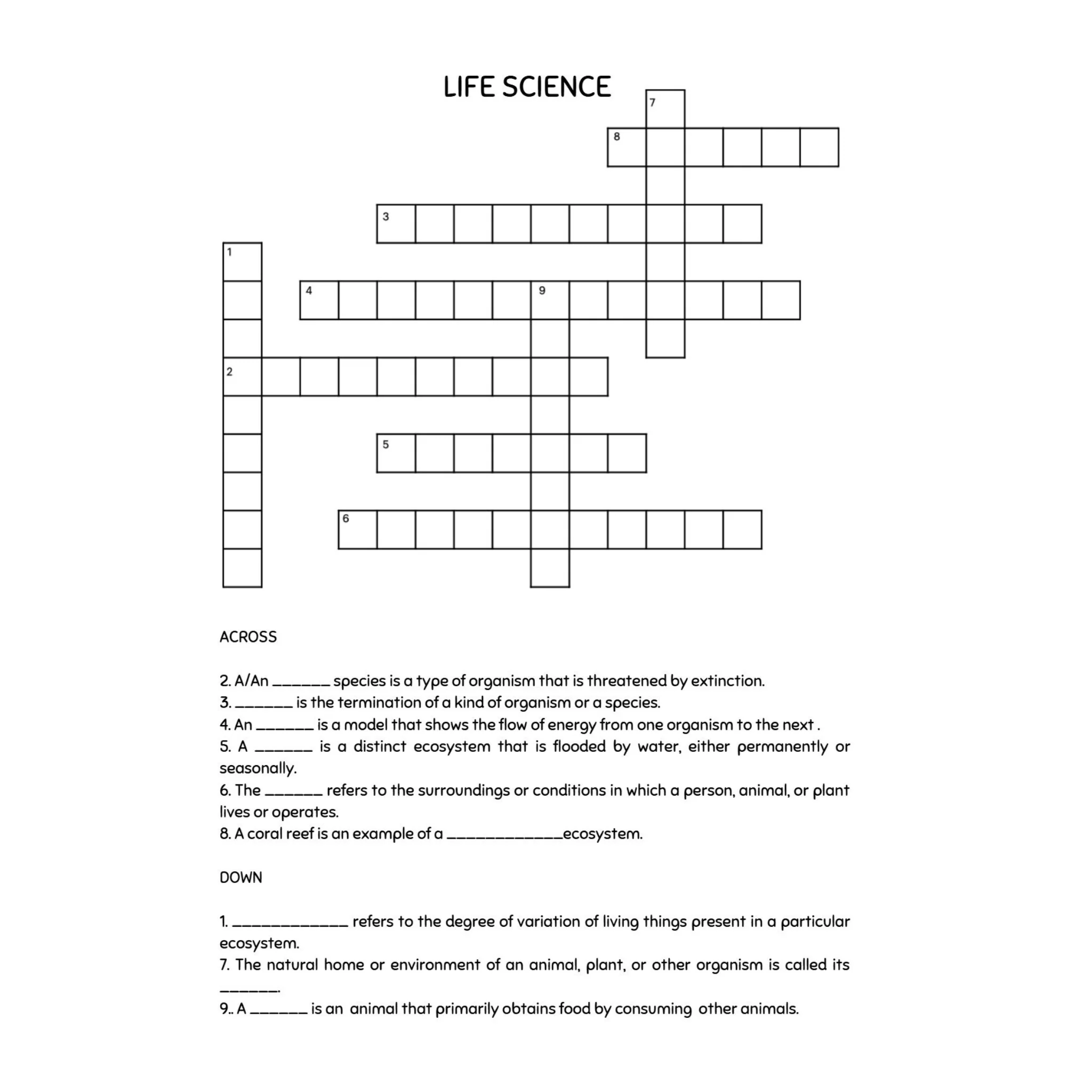 4th Grade Science Crossword Puzzles 0771 - Image 4