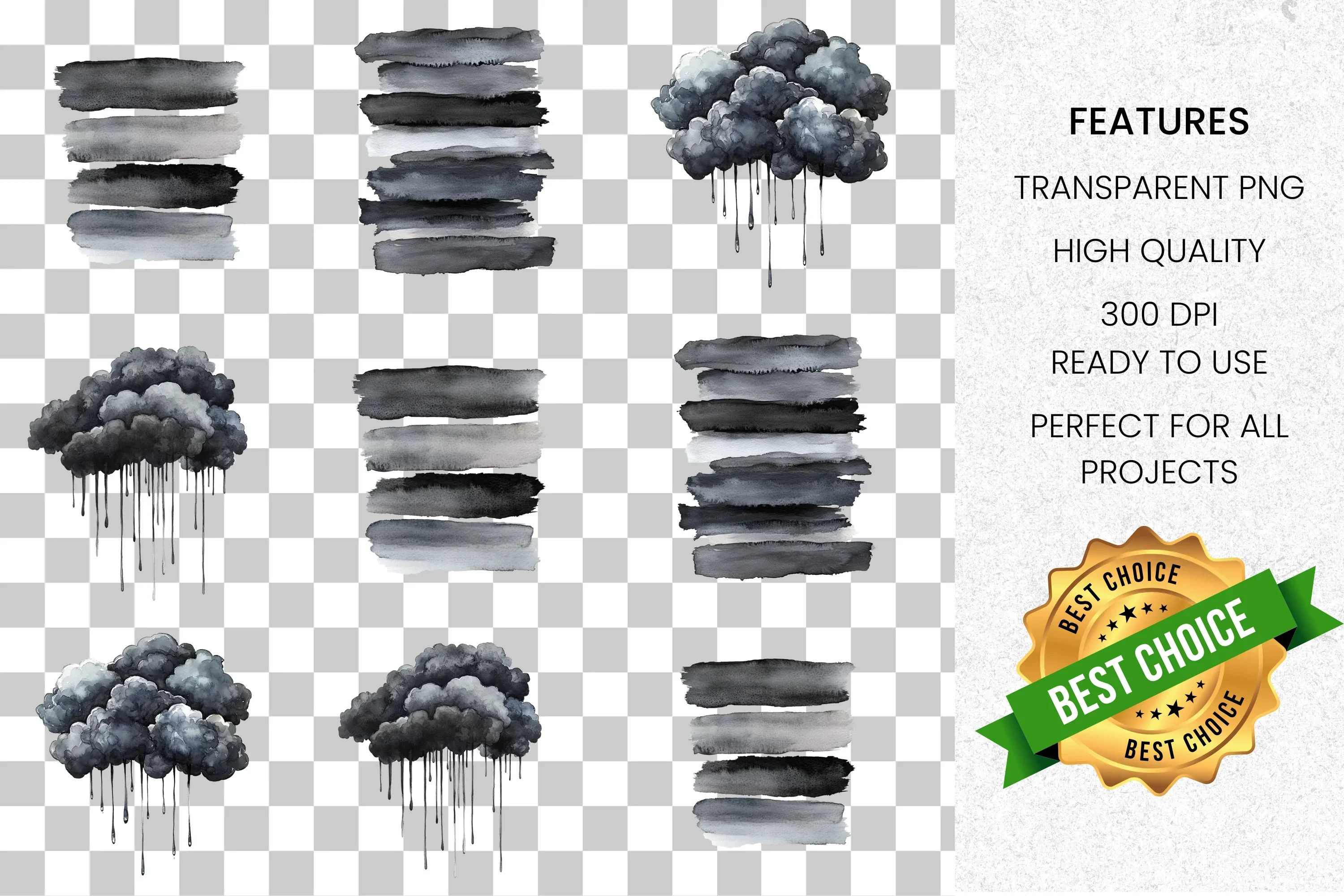 Abstract Black Elements Clipart Bundle - Image 2