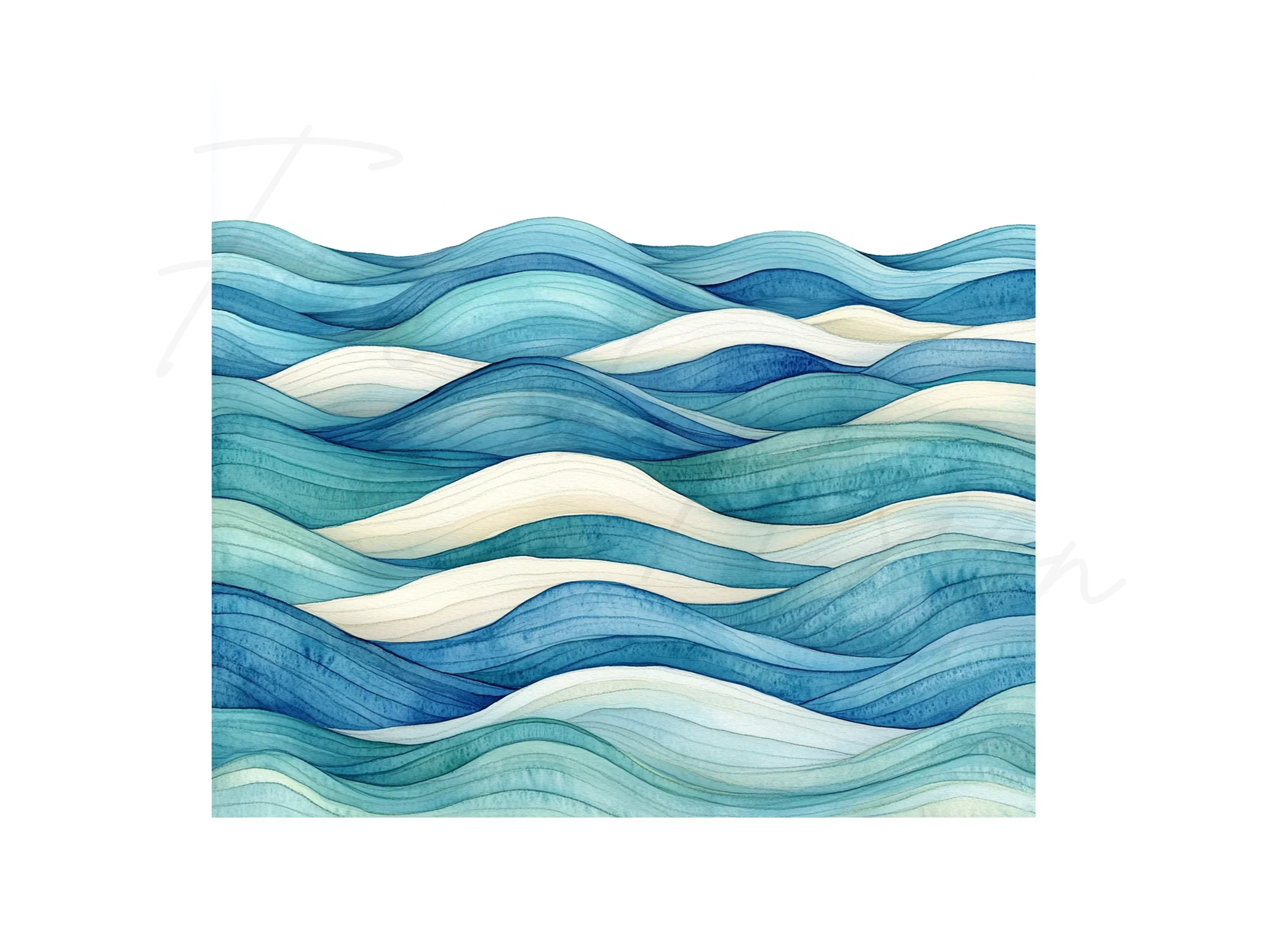 Abstract Blue Wave Patterns Clipart Bundle - Image 3
