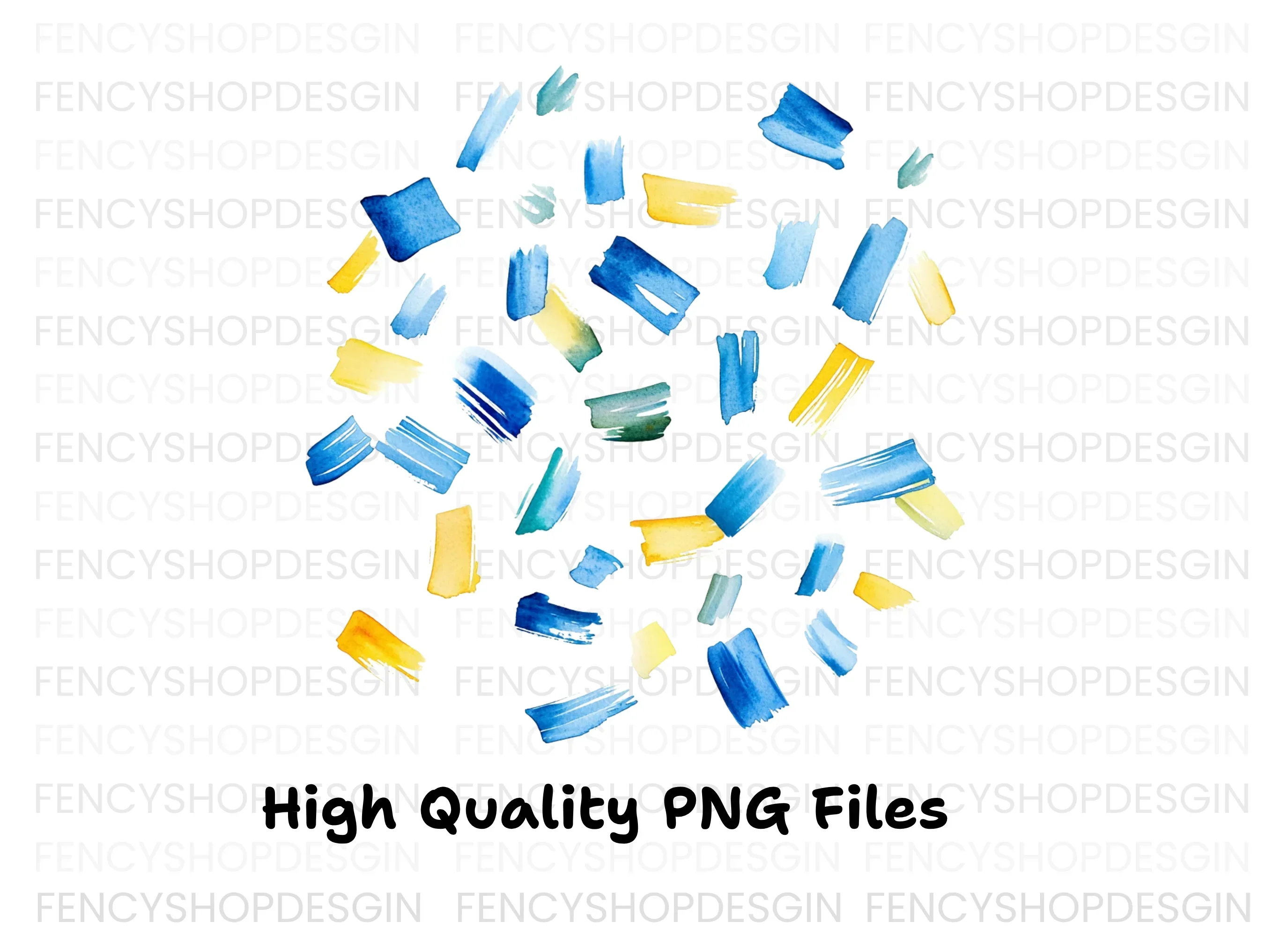 Abstract Blue Yellow Strokes Clipart Bundle - Image 3