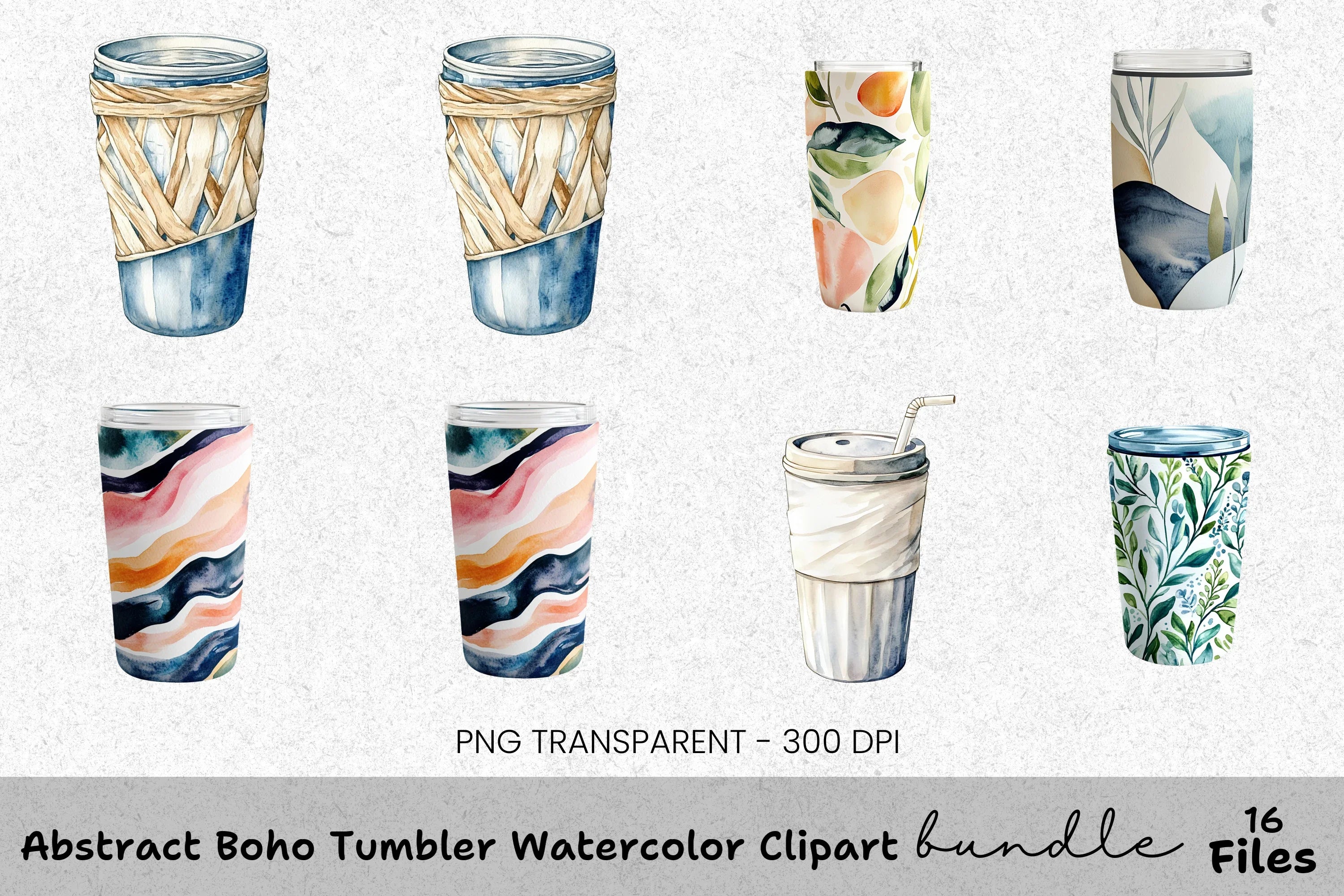Abstract Boho Tumbler Clipart Bundle