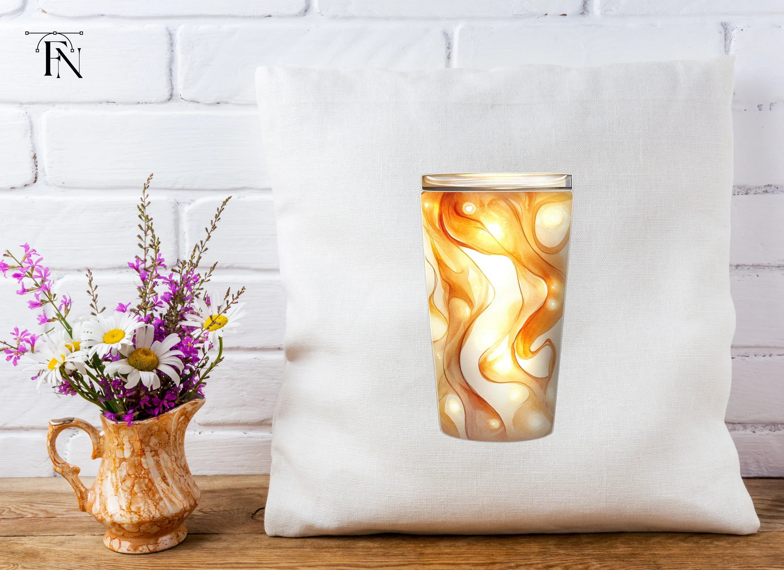 Abstract Golden Swirl Tumbler Clipart Bundle - Image 5