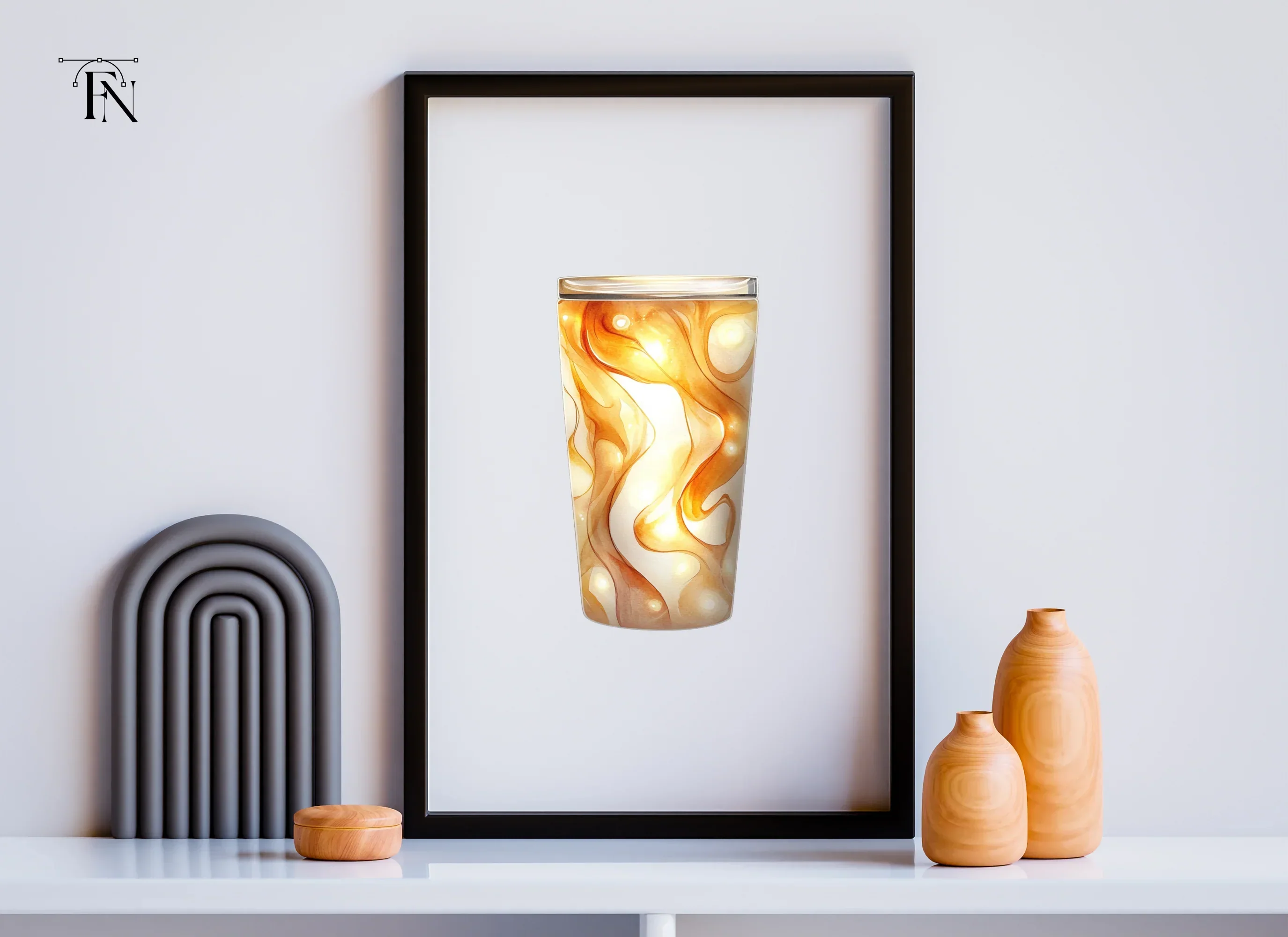 Abstract Golden Swirl Tumbler Clipart Bundle - Image 6
