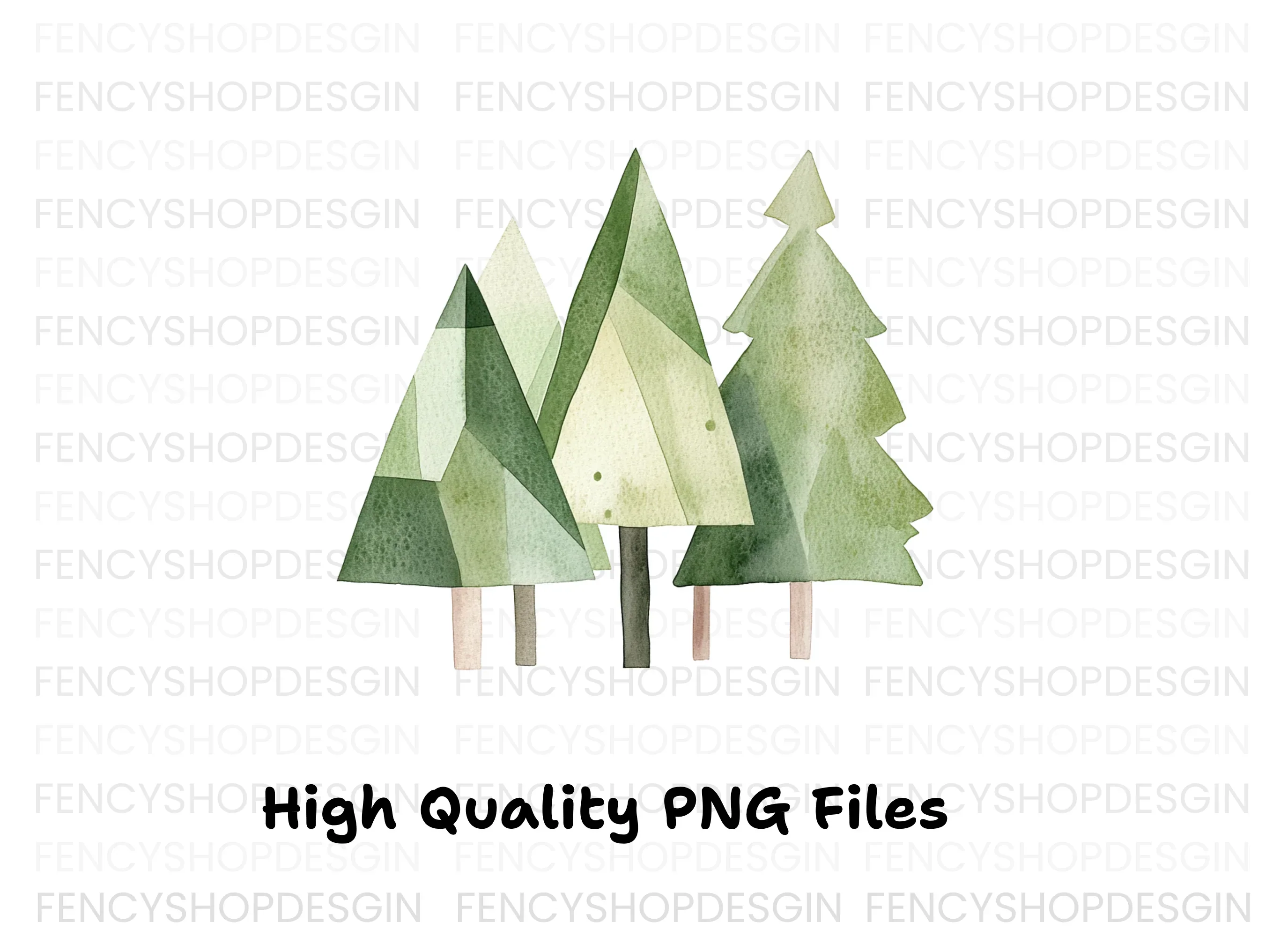 Abstract Green Pine Trees Clipart Bundle - Image 3