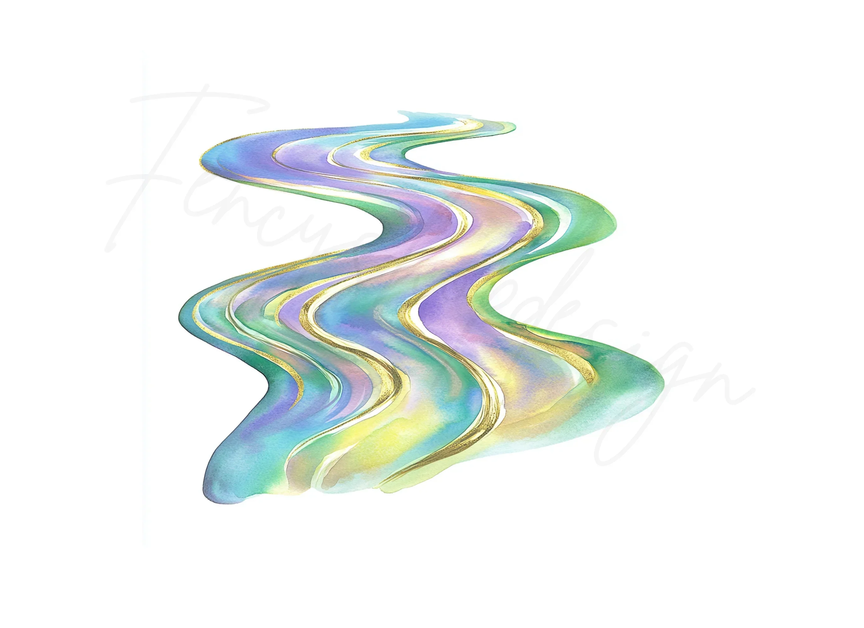 Abstract Iridescent Swirls Clipart Bundle - Image 3