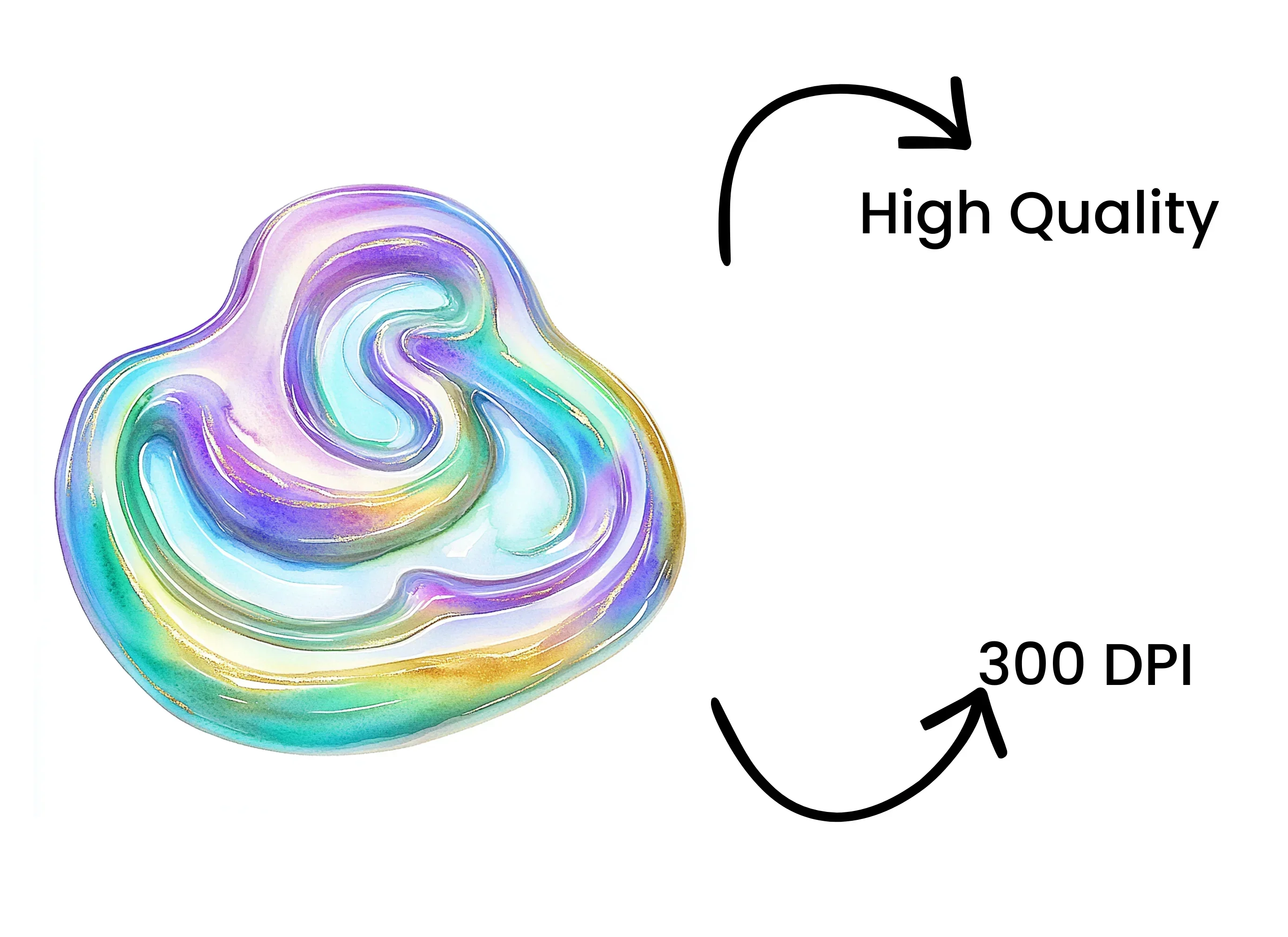 Abstract Iridescent Swirls Clipart Bundle - Image 4