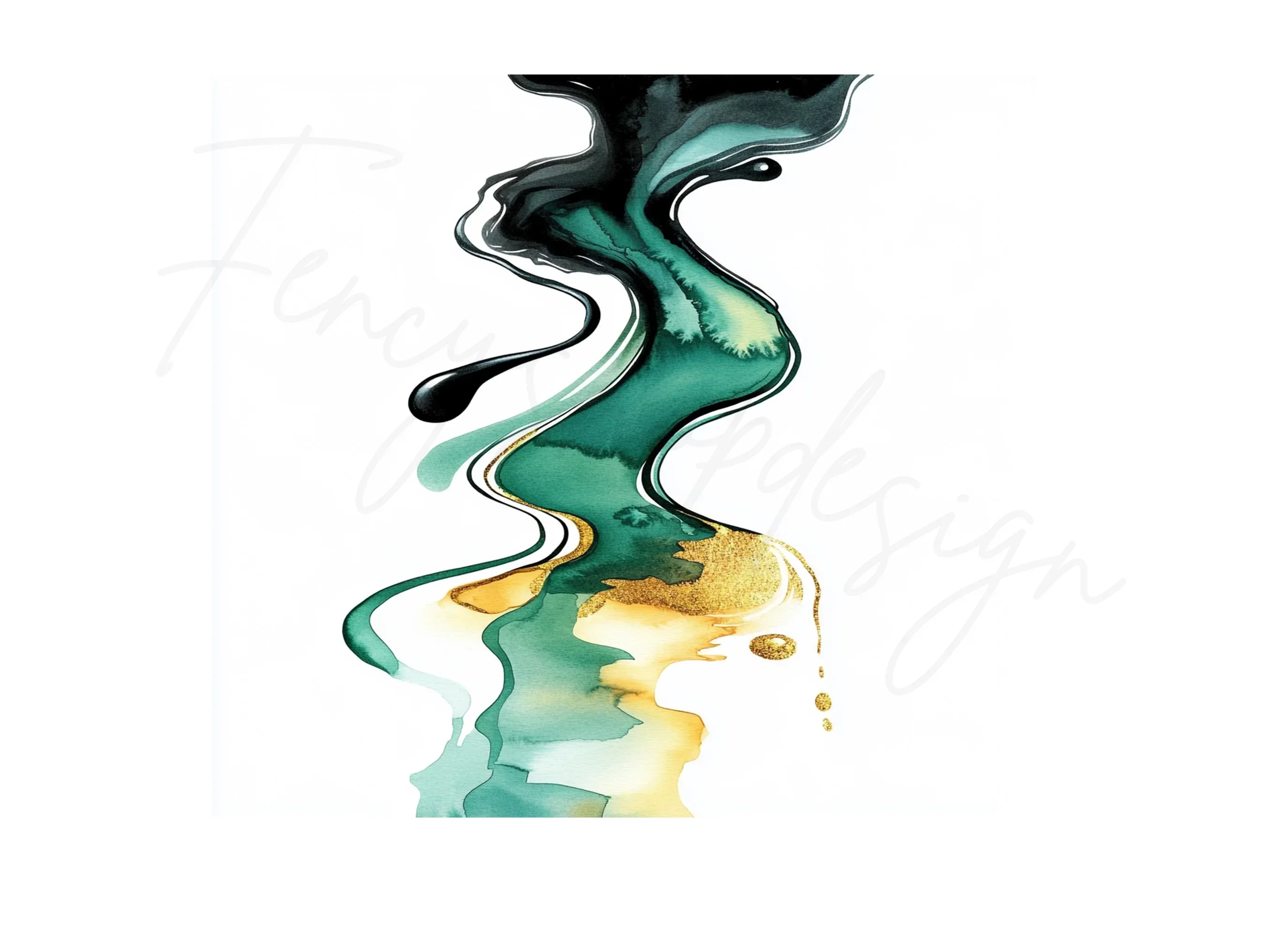 Abstract Teal Gold Shapes Clipart Bundle - Image 2
