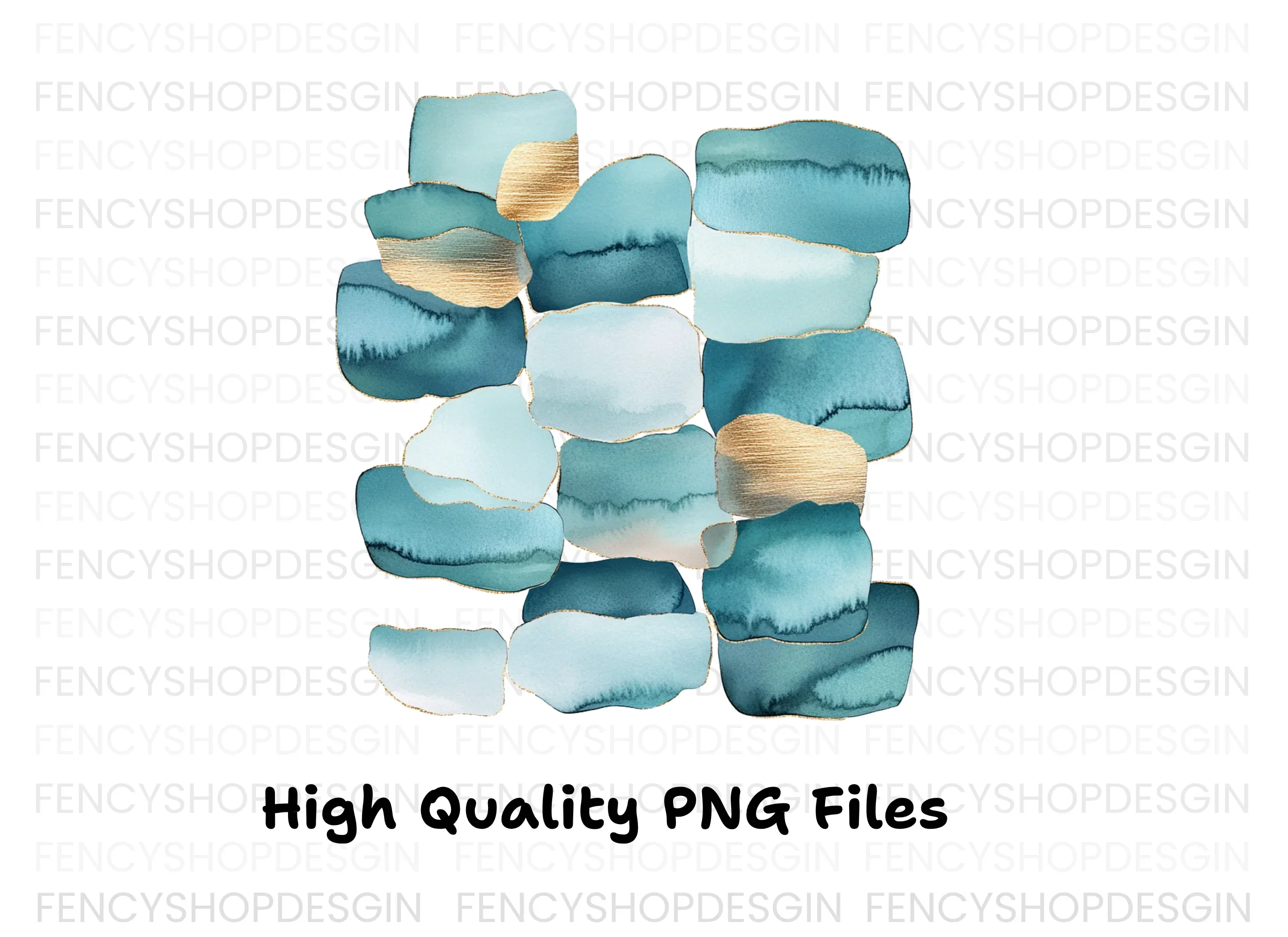 Abstract Teal Gold Shapes Clipart Bundle - Image 2