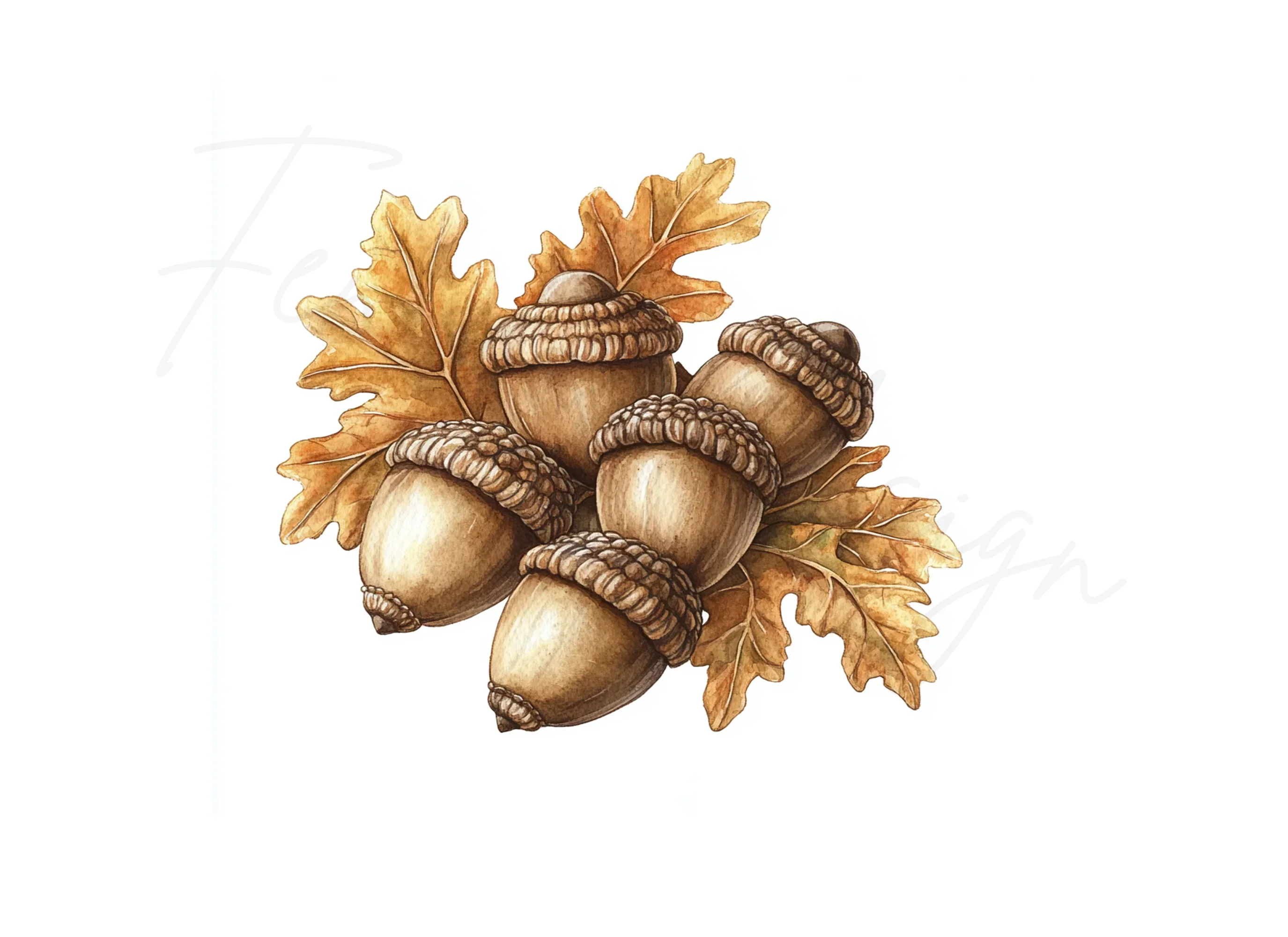 Acorn Oak Leaf Clipart Bundle - Image 3