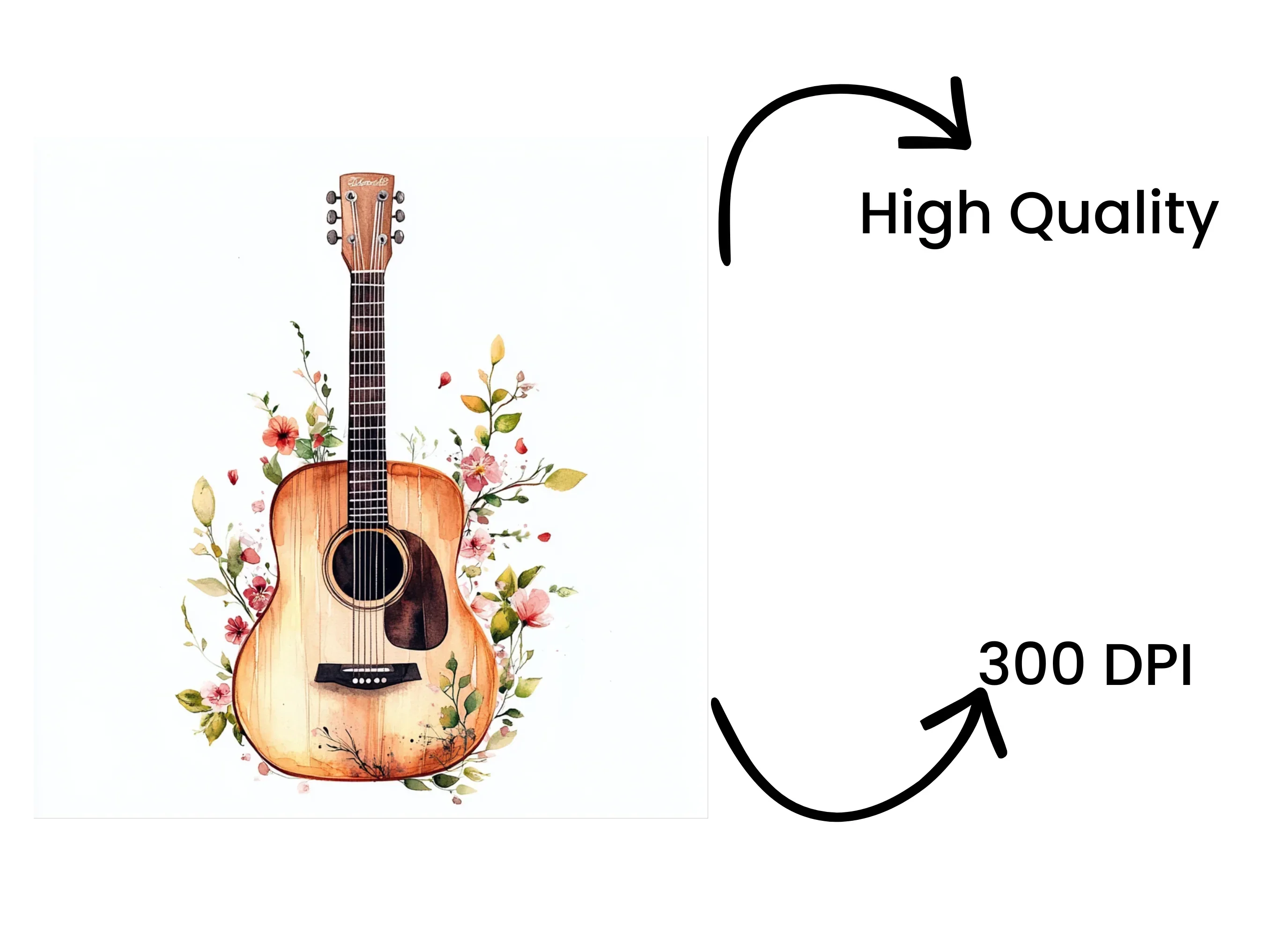 Acoustic Guitar with Flowers Clipart Bundle - Image 4