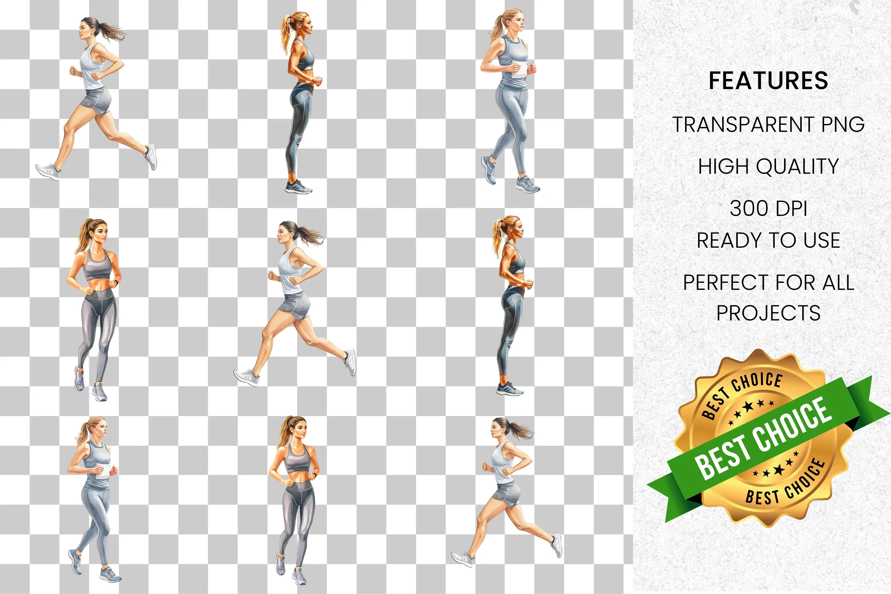 Active Women Running Clipart Bundle - Image 2