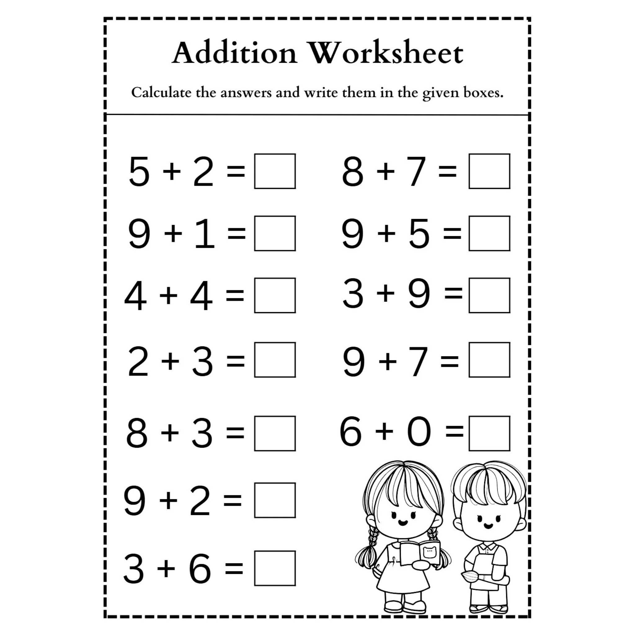 Addition Worksheet with Answer Boxes - Image 2