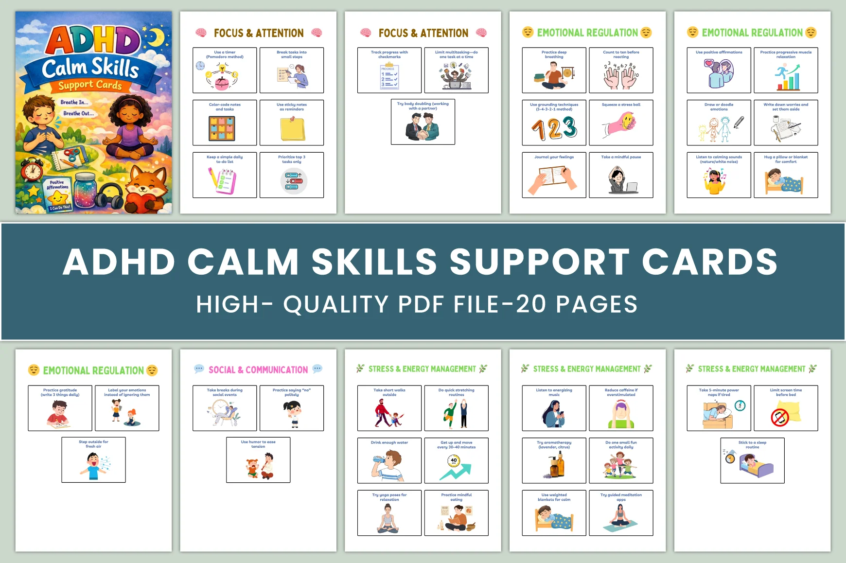ADHD Calm Skills Support Cards