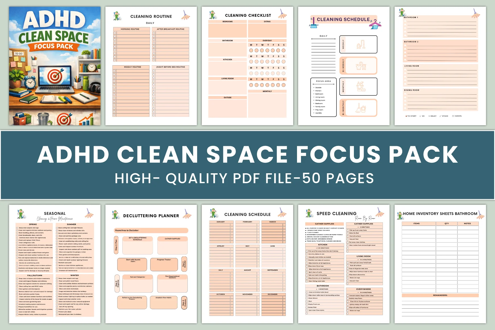 ADHD Clean Space Focus Planner
