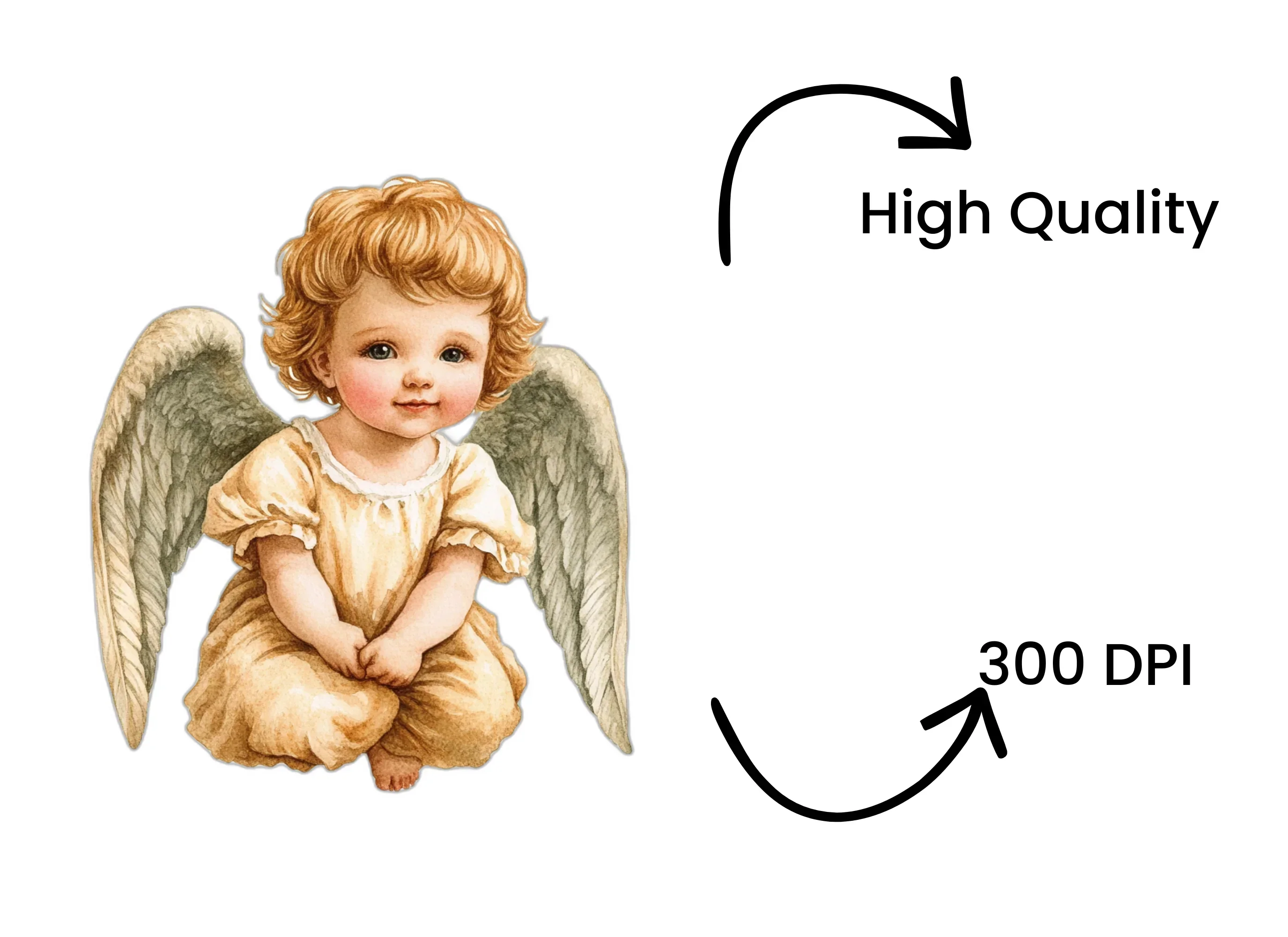 Adorable Baby Angel Illustration Clipart Bundle - Image 4