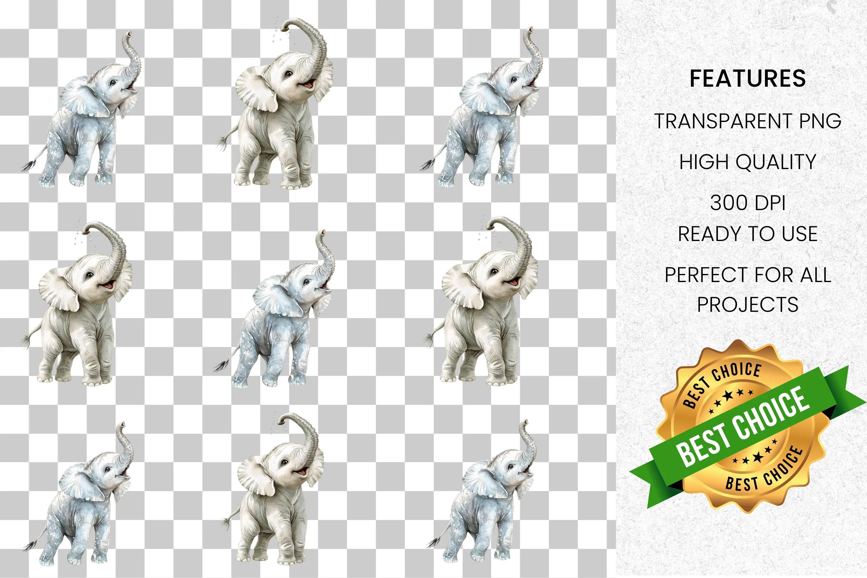 Adorable Baby Elephant Clipart Bundle - Image 7