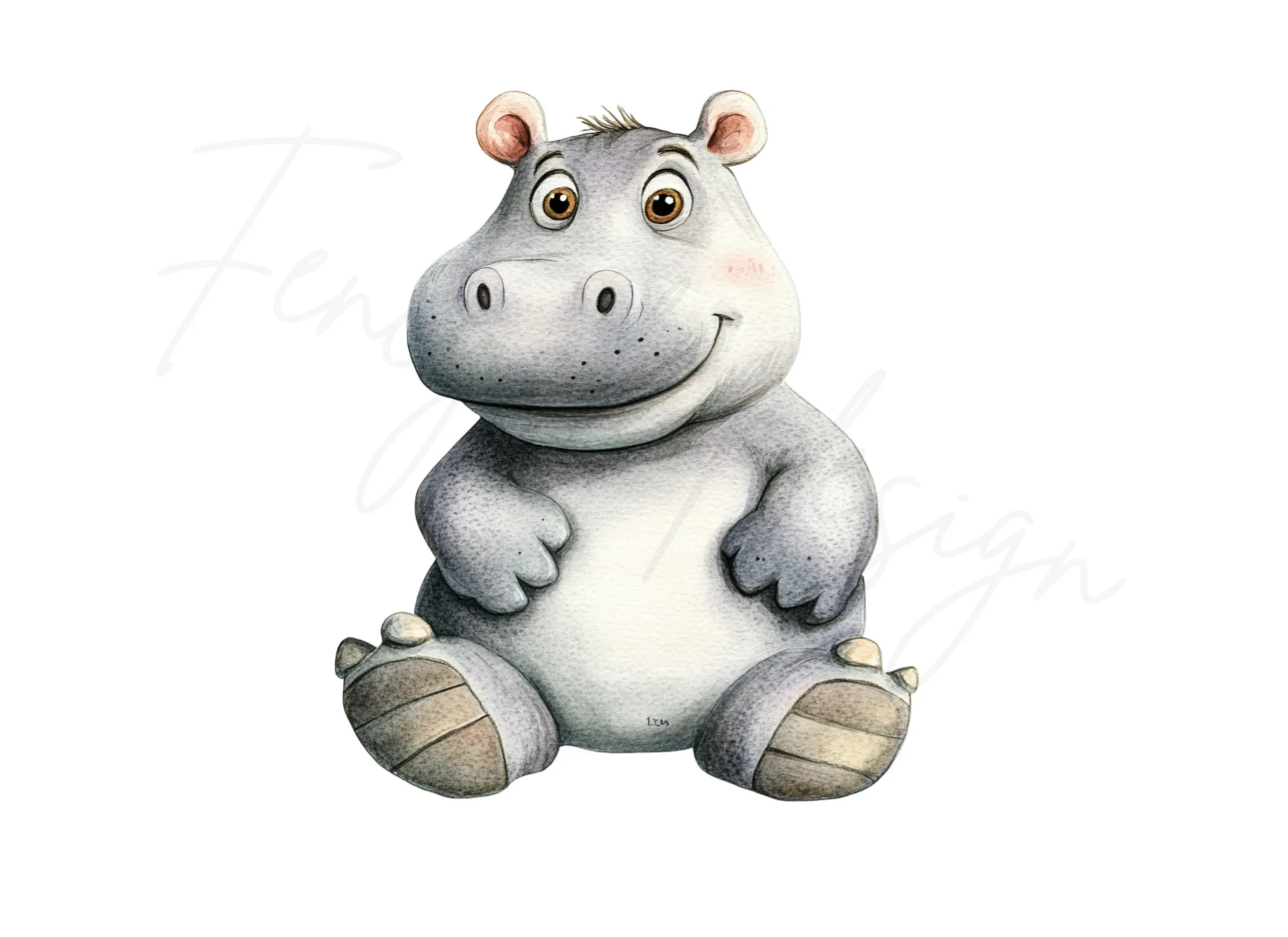 Adorable Baby Hippo Clipart Bundle - Image 3