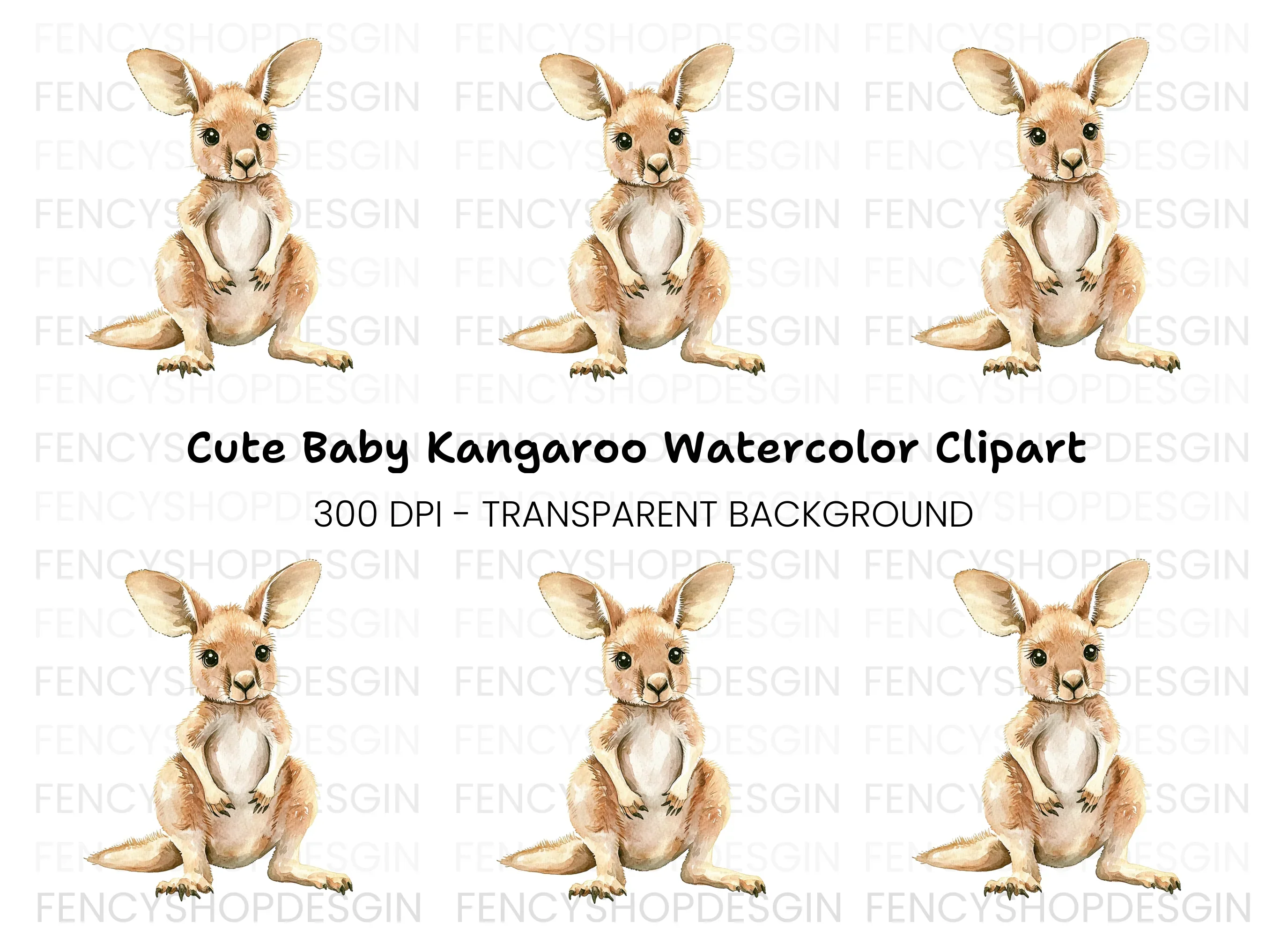 Adorable Baby Kangaroo Clipart Bundle