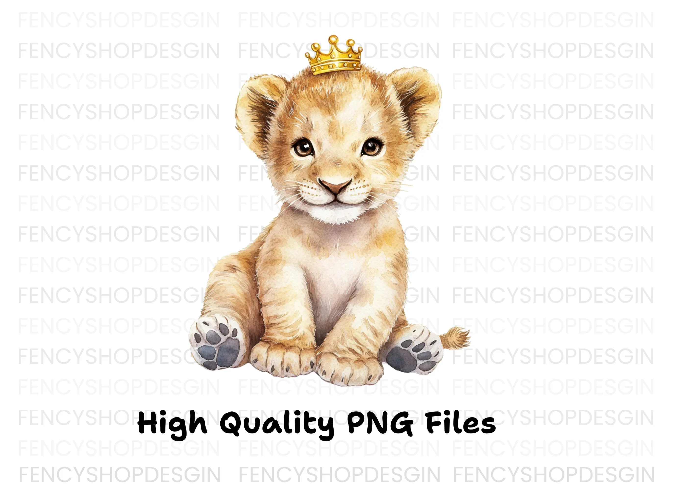 Adorable Baby Lion with Crown Clipart Bundle - Image 2