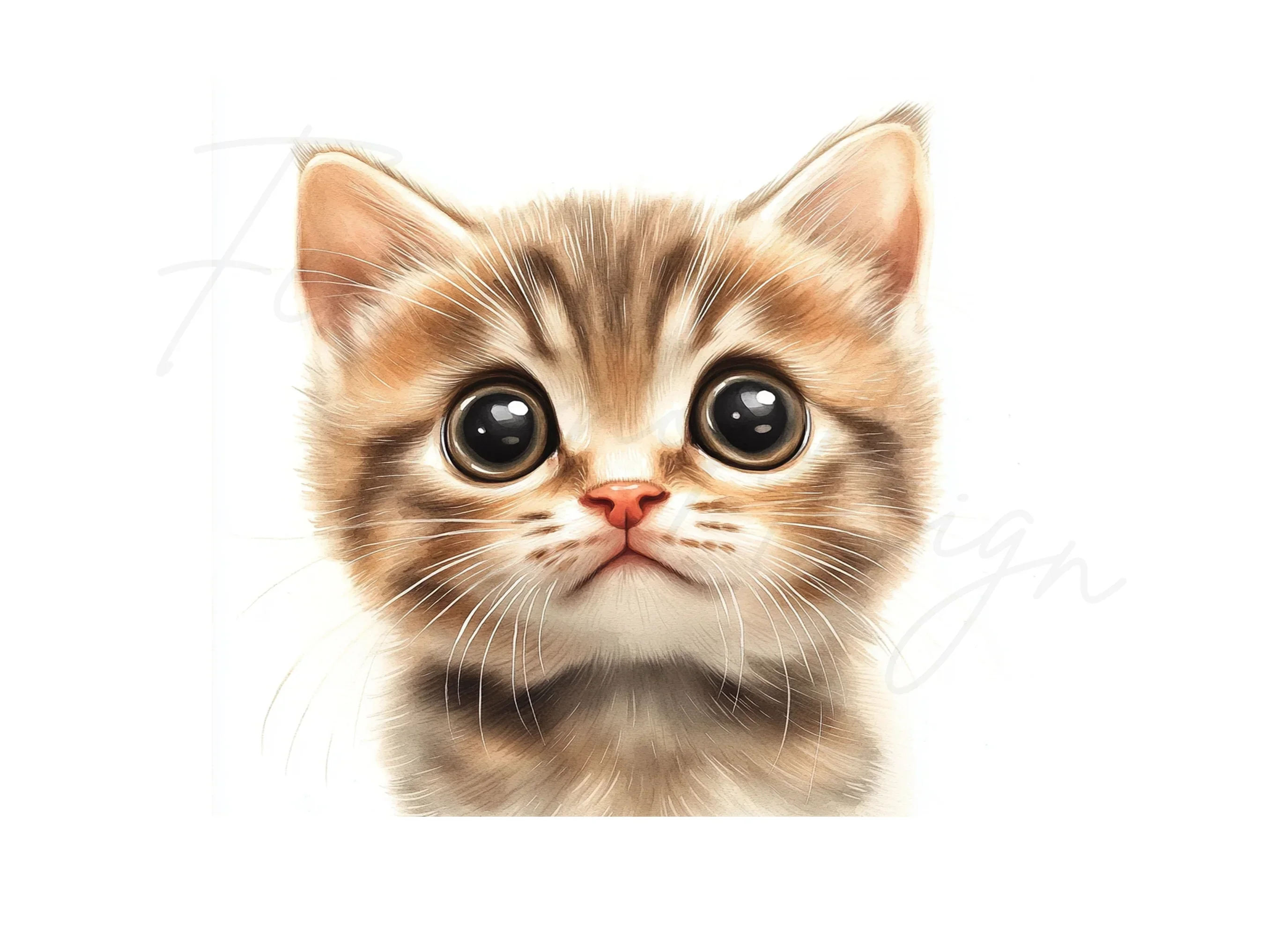 Adorable Big Eyed Kitten Faces Clipart Bundle - Image 2