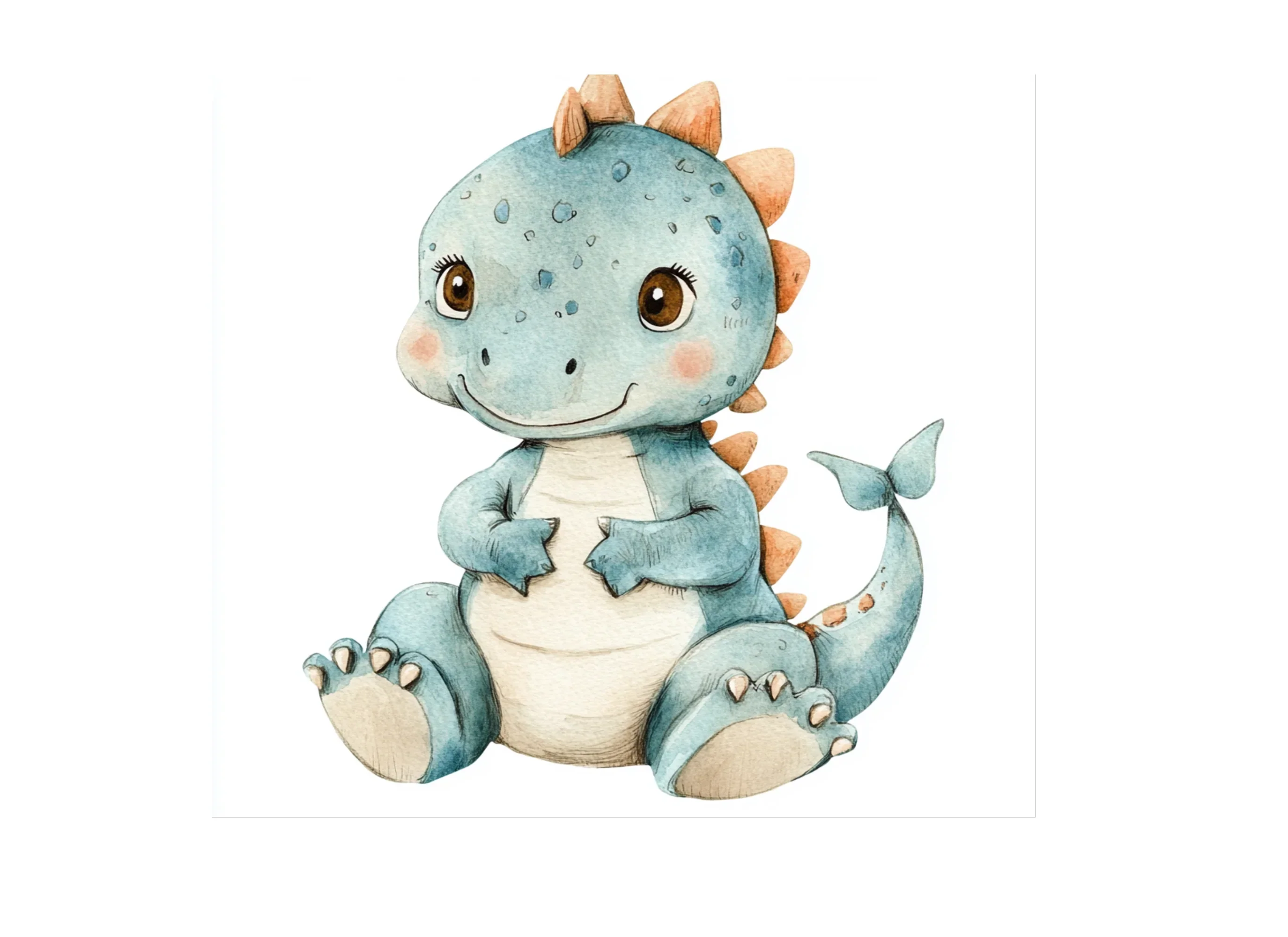 Adorable Blue Baby Dinosaur Clipart Bundle - Image 3