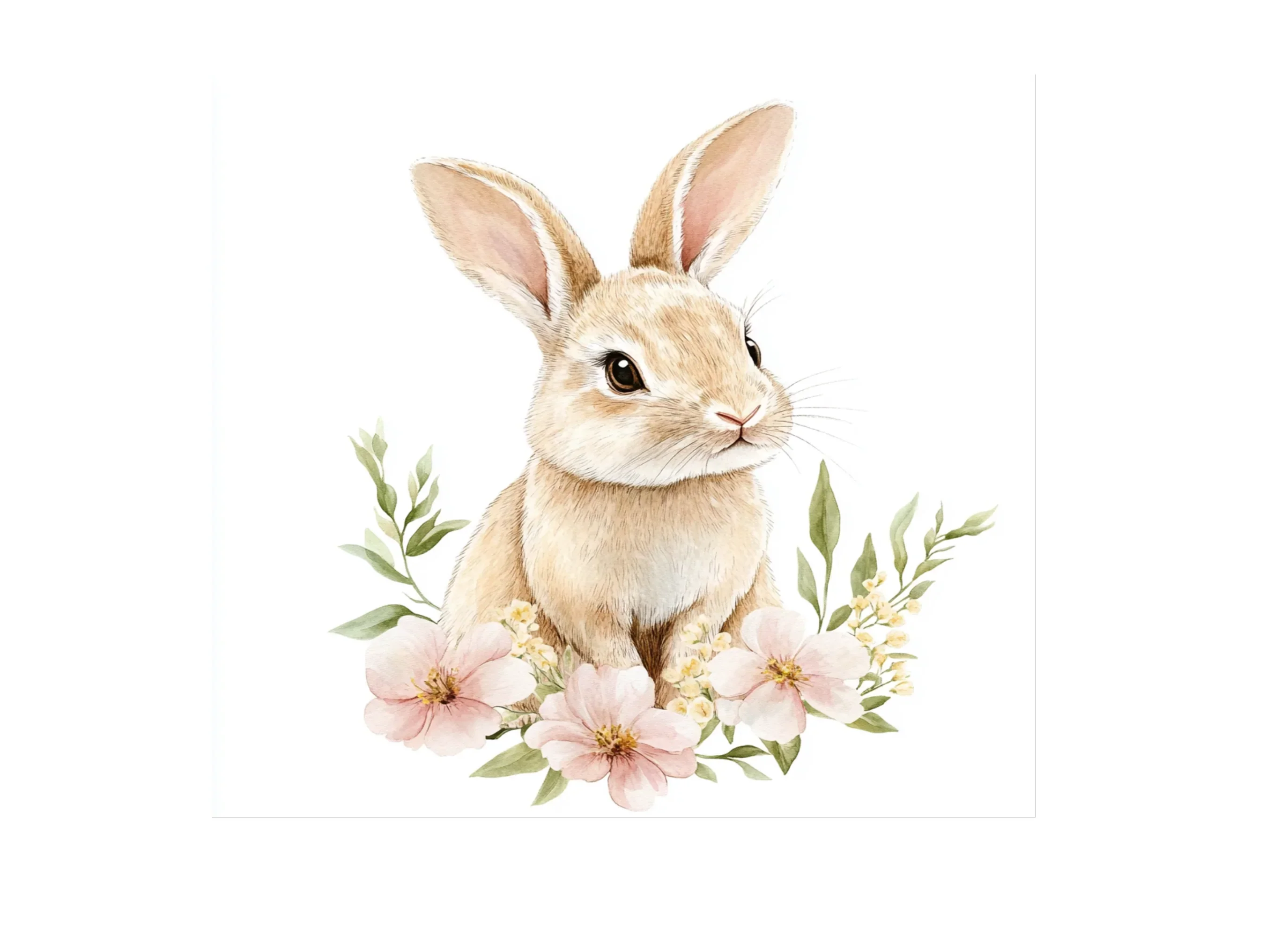Adorable Bunny with Pink Flowers Clipart Bundle - Image 3