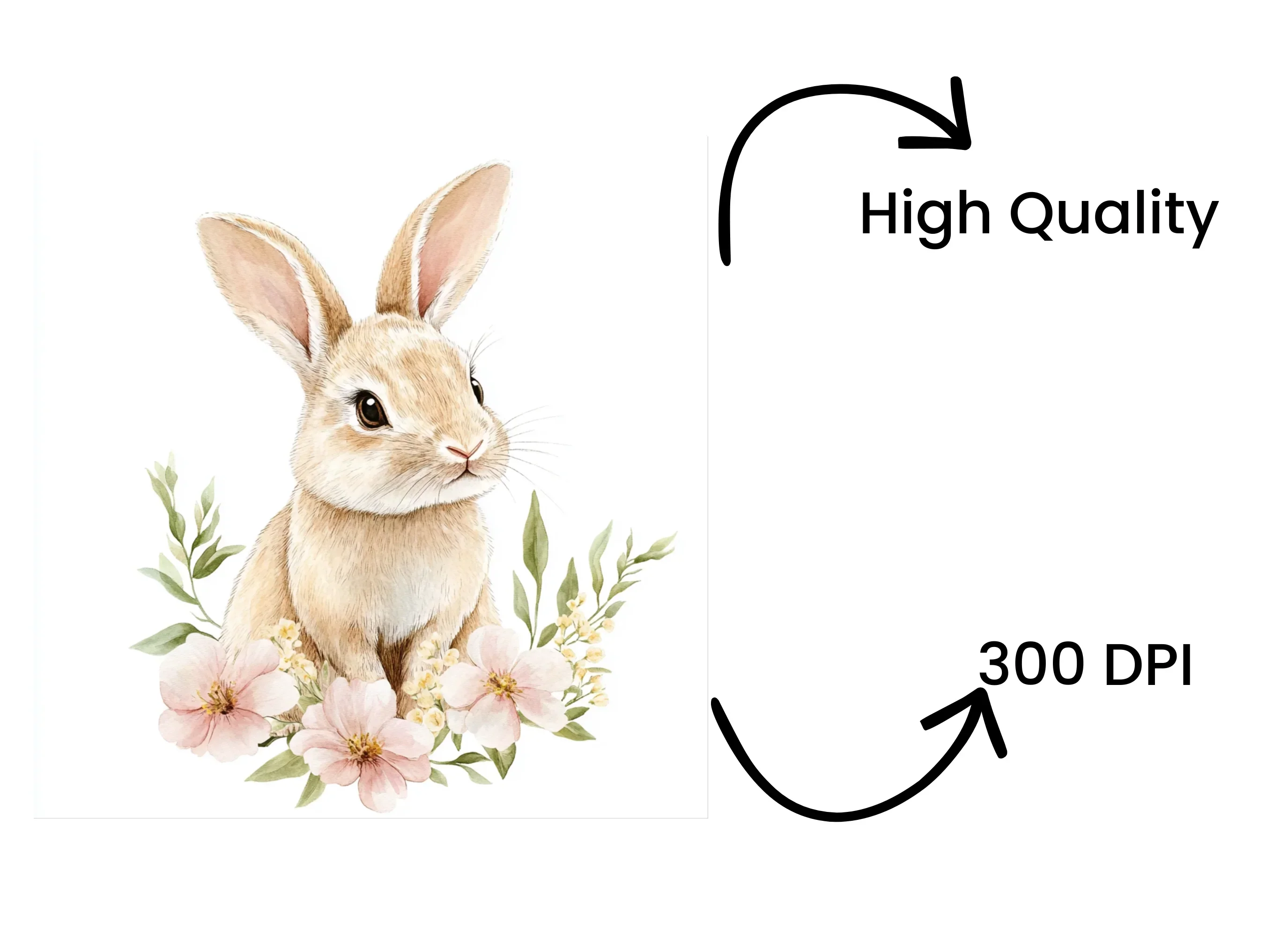Adorable Bunny with Pink Flowers Clipart Bundle - Image 4