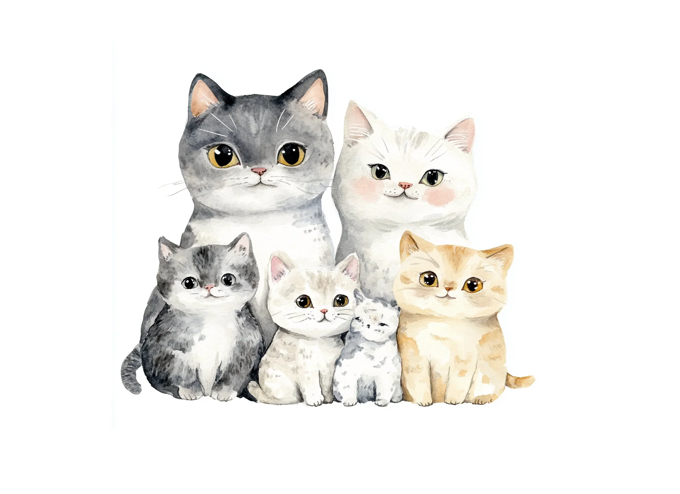 Adorable Cat Family Clipart Bundle - Image 2