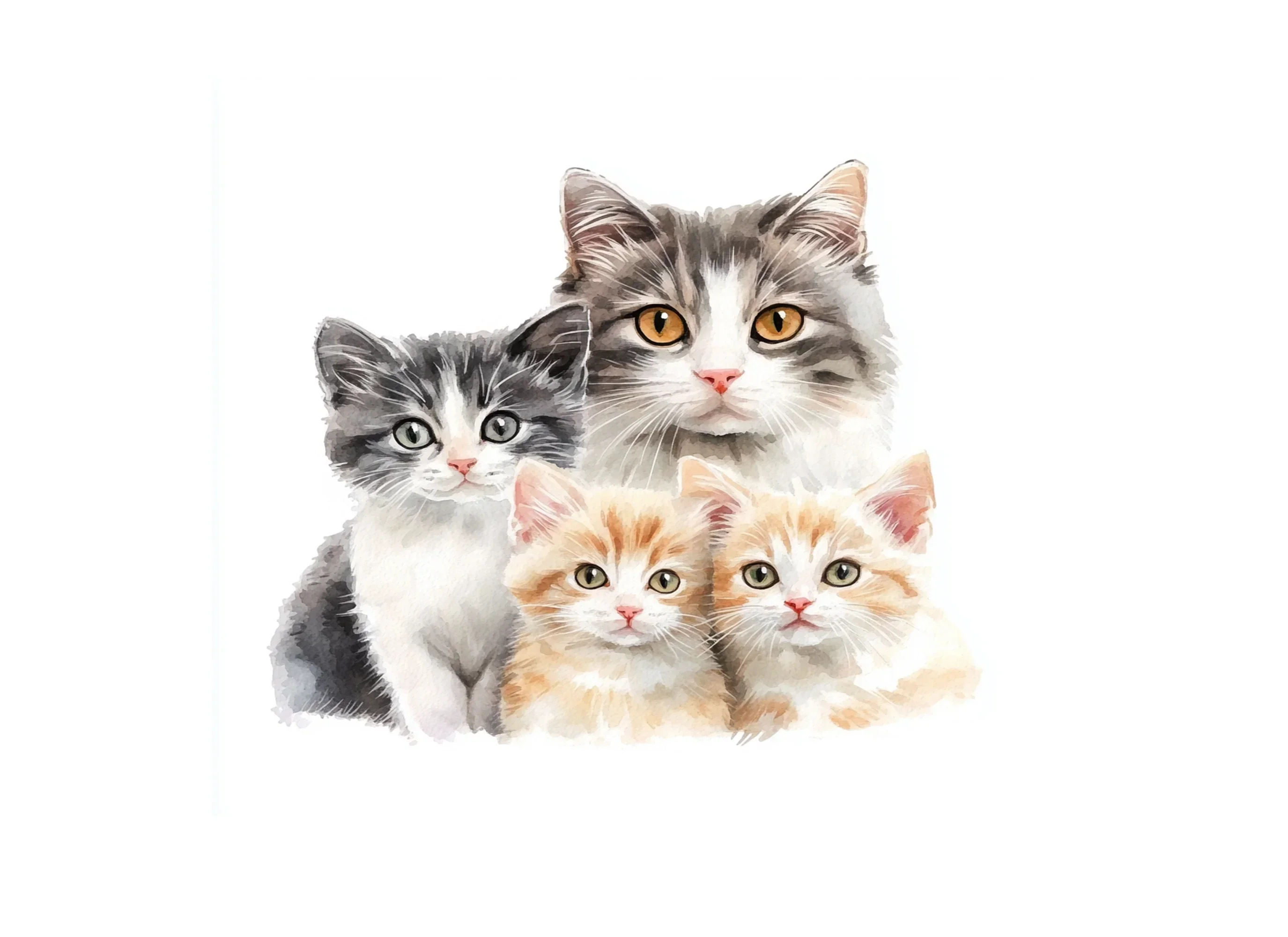 Adorable Cat Family Clipart Bundle - Image 3