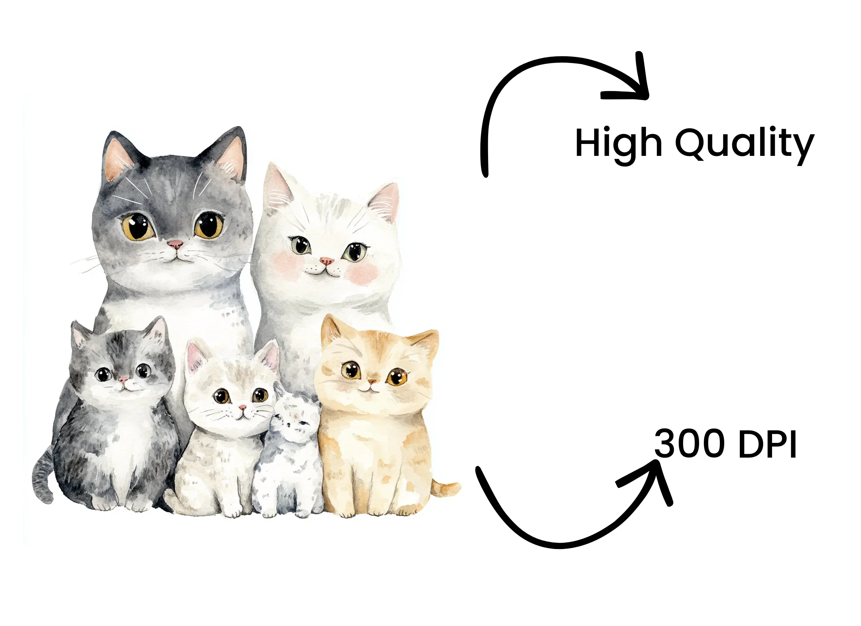 Adorable Cat Family Clipart Bundle - Image 4