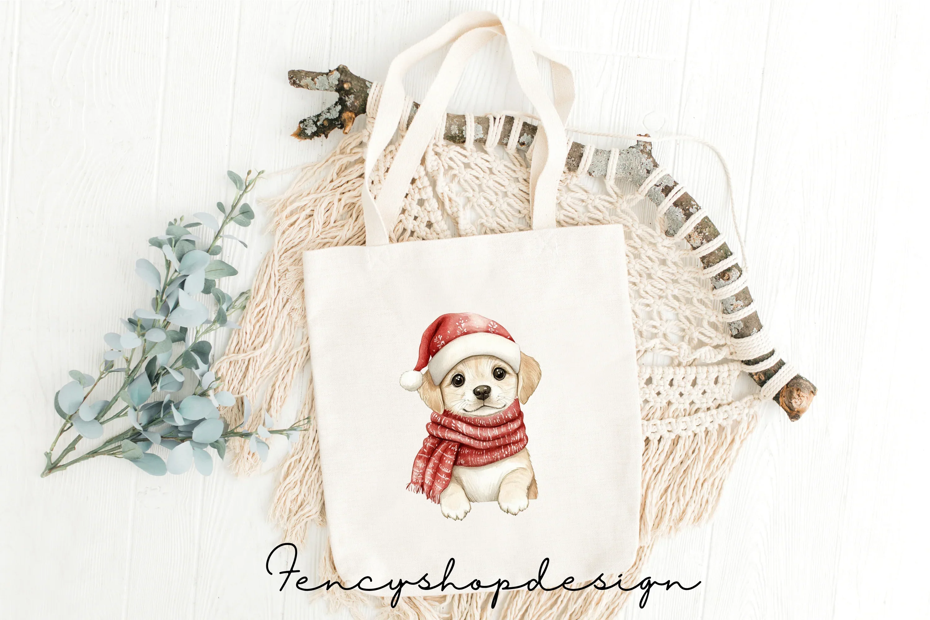 Adorable Christmas Puppies Clipart Bundle - Image 2