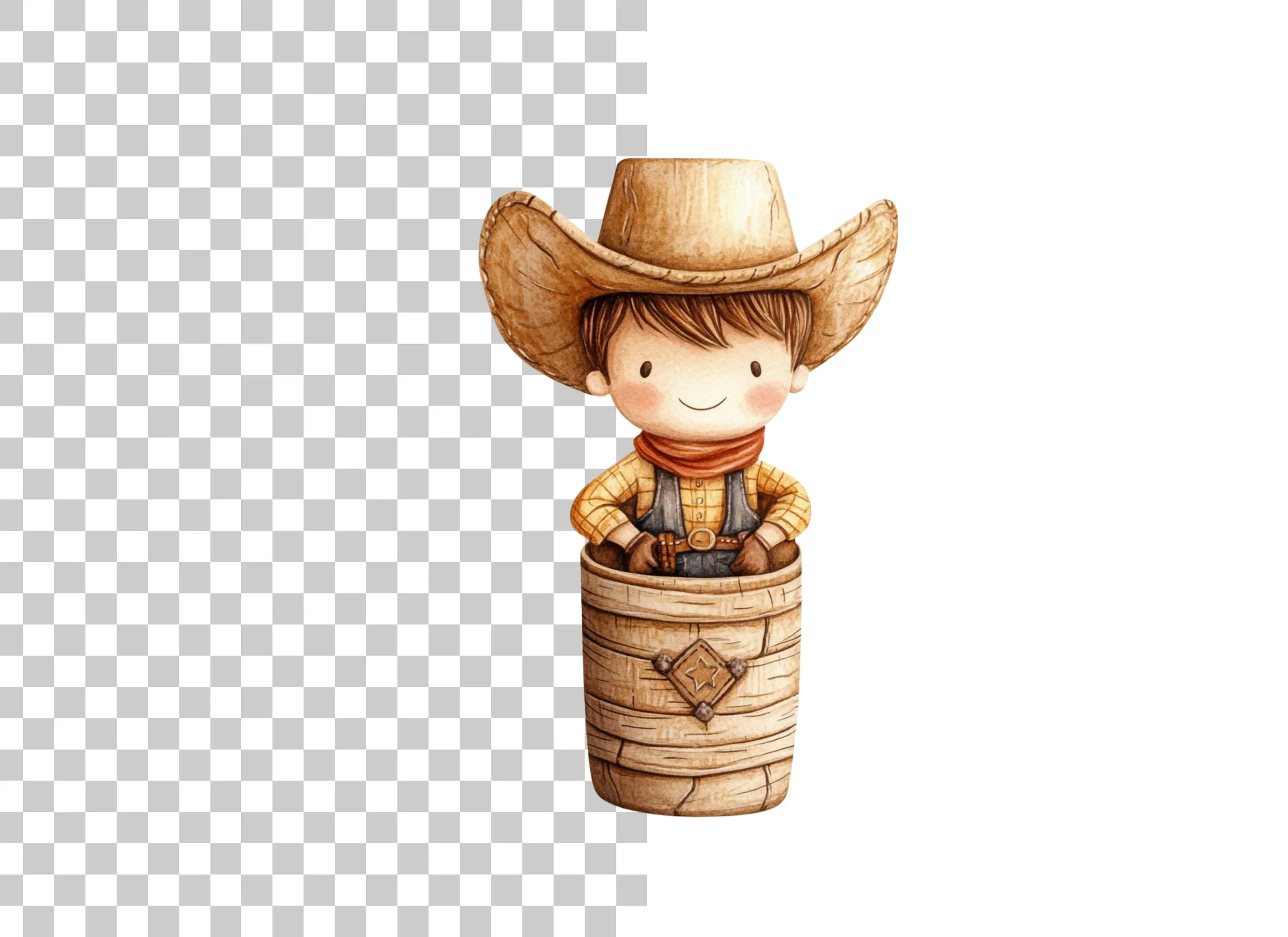 Adorable Cowboy in Barrel Clipart Bundle - Image 2