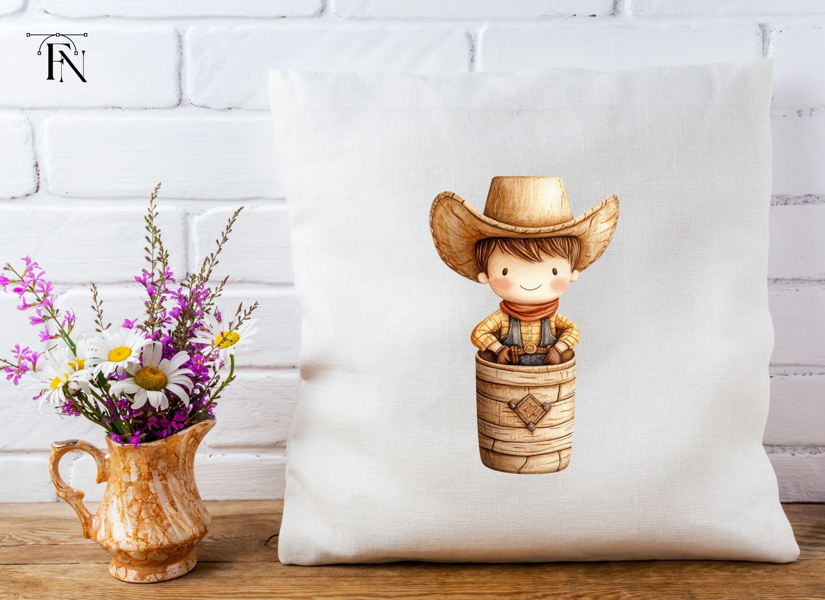 Adorable Cowboy in Barrel Clipart Bundle - Image 5