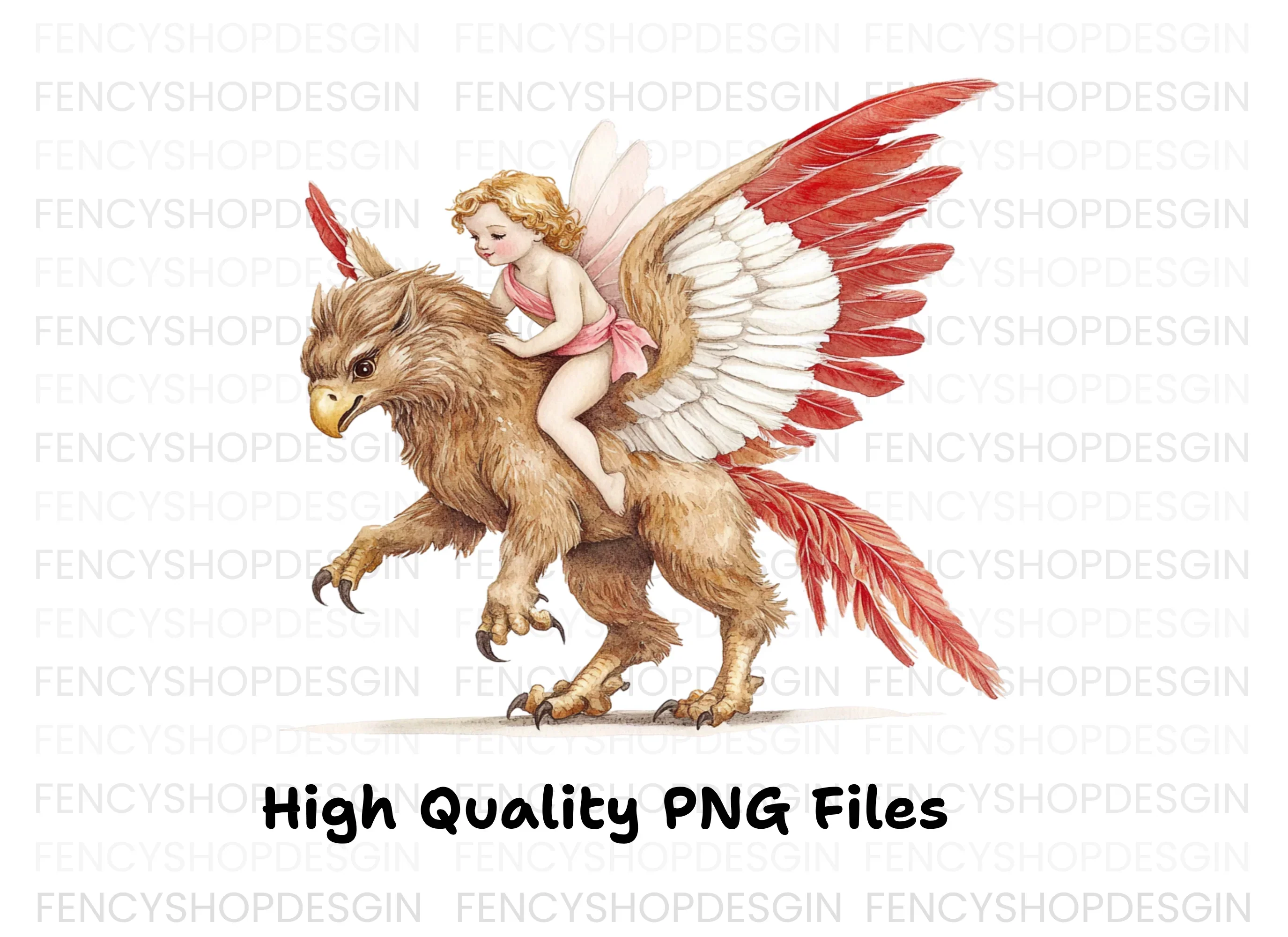Adorable Cupid Riding Griffin Clipart Bundle - Image 3