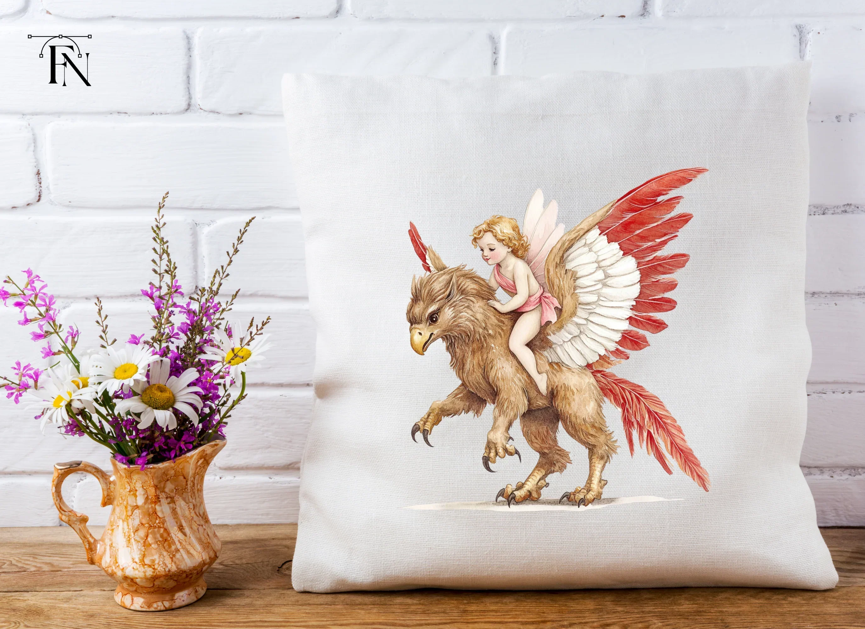 Adorable Cupid Riding Griffin Clipart Bundle - Image 5