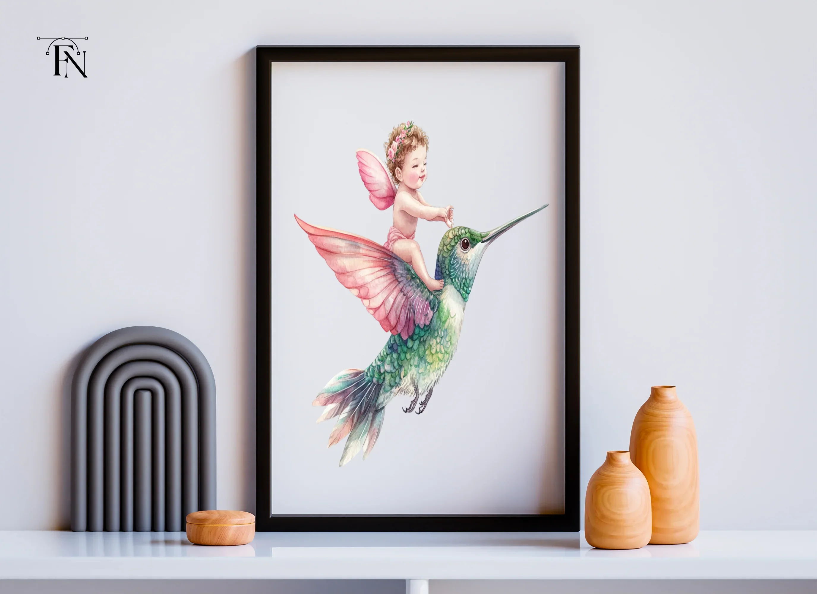Adorable Cupid Riding Hummingbird Clipart Bundle - Image 6