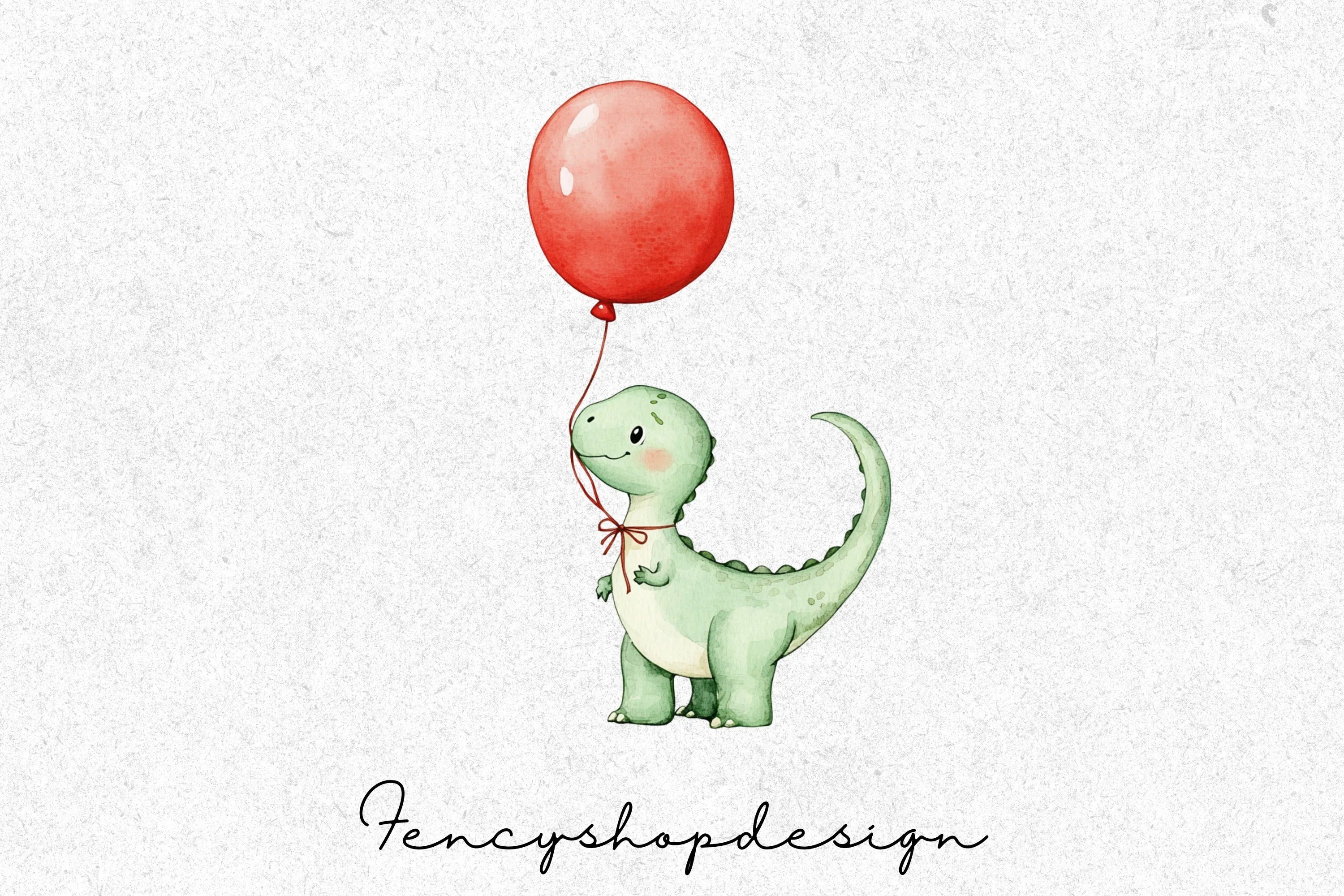 Adorable Dino Party Balloon Graphics Clipart Bundle - Image 4