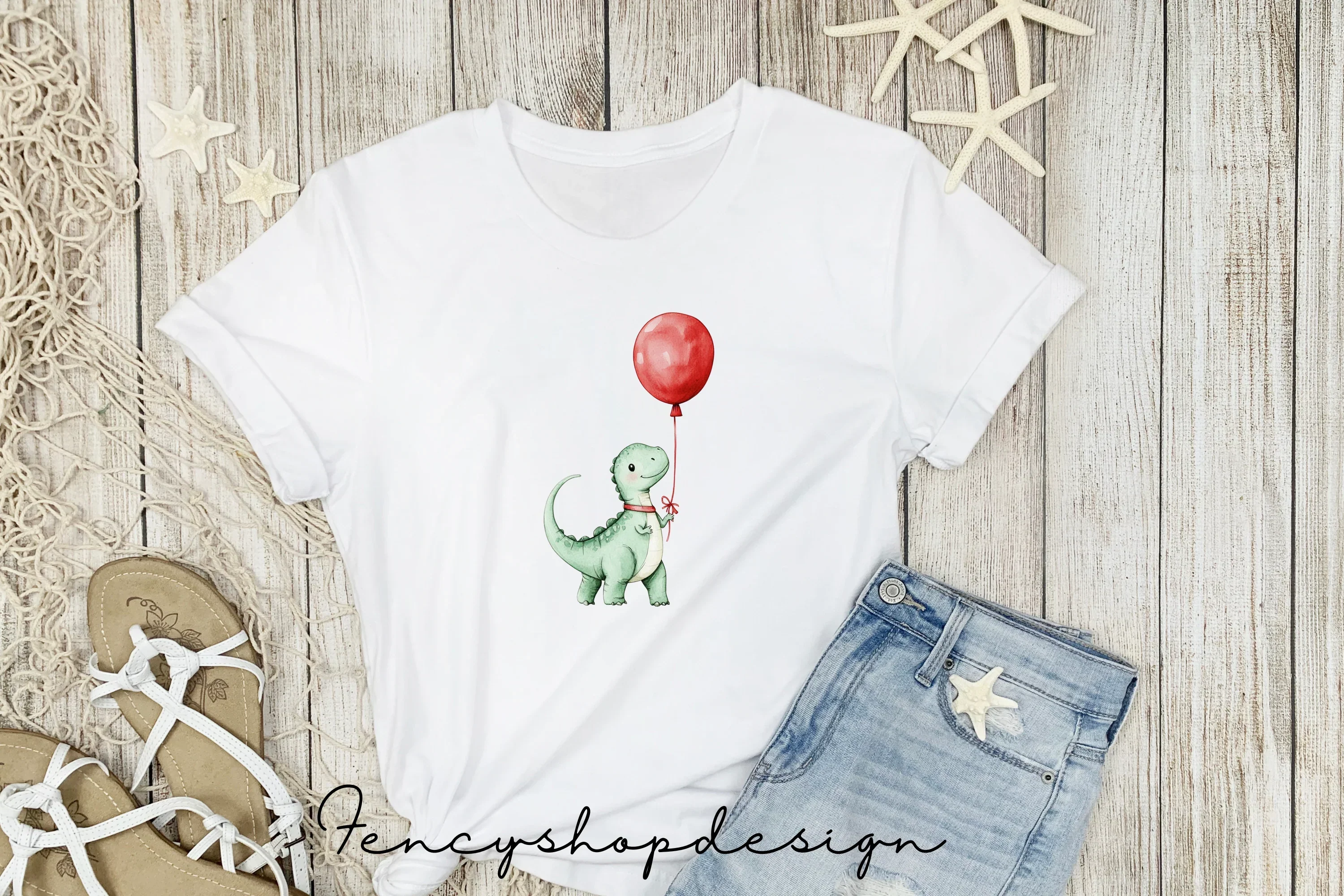 Adorable Dino Party Balloon Graphics Clipart Bundle - Image 5