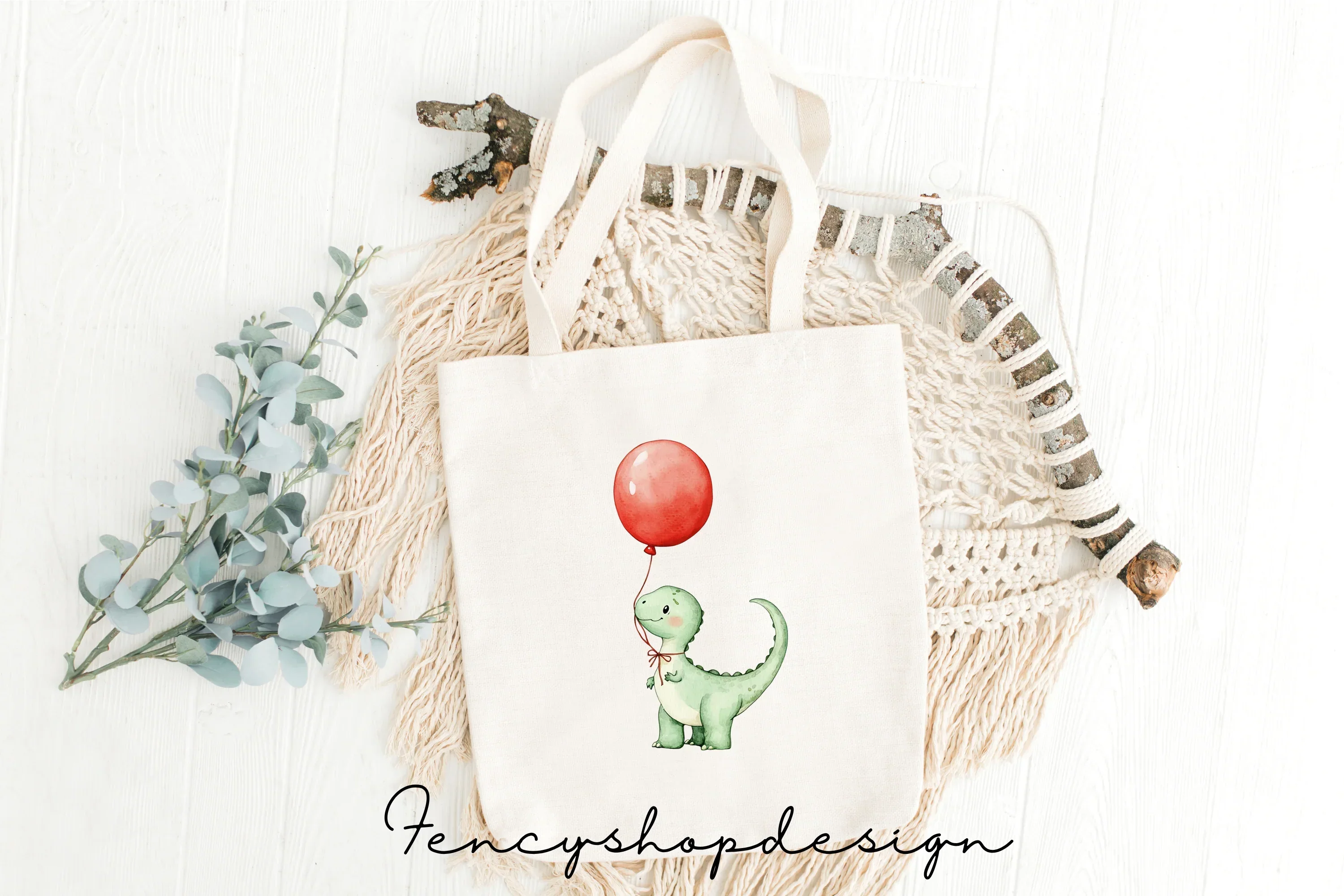 Adorable Dino Party Balloon Graphics Clipart Bundle - Image 8