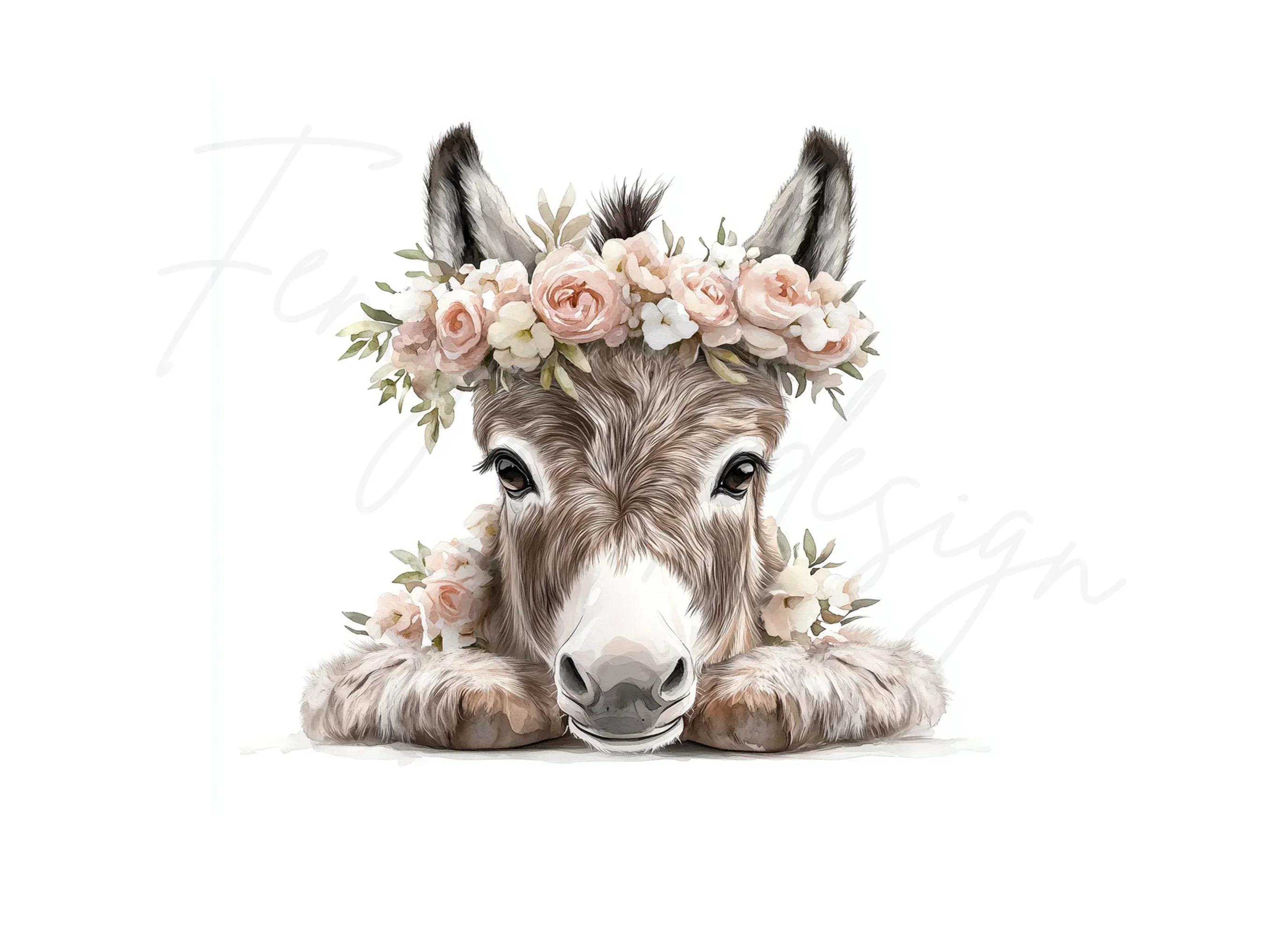 Adorable Donkey with Floral Crown Clipart Bundle - Image 2