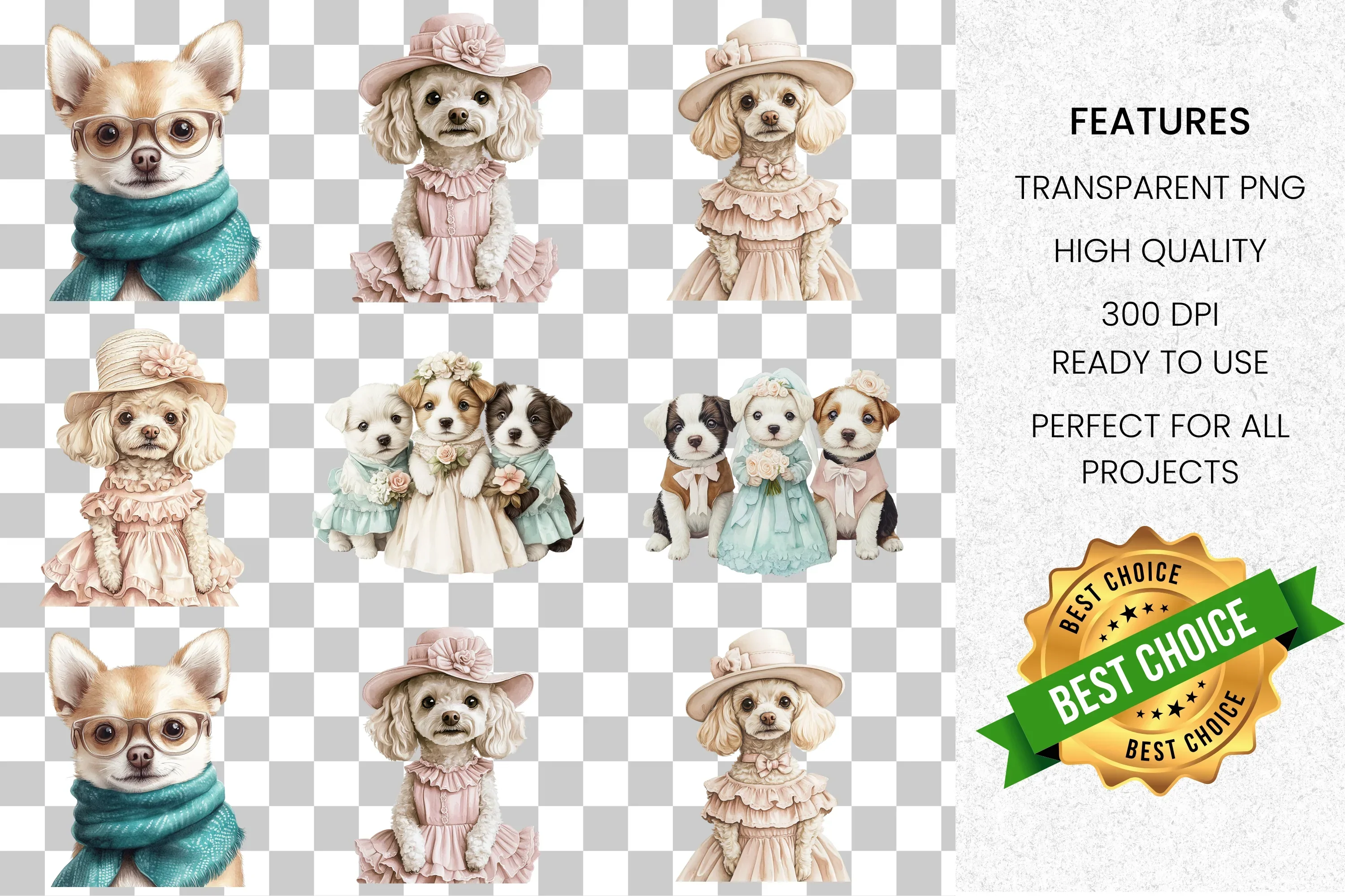 Adorable Dressed Dogs Clipart Bundle - Image 2