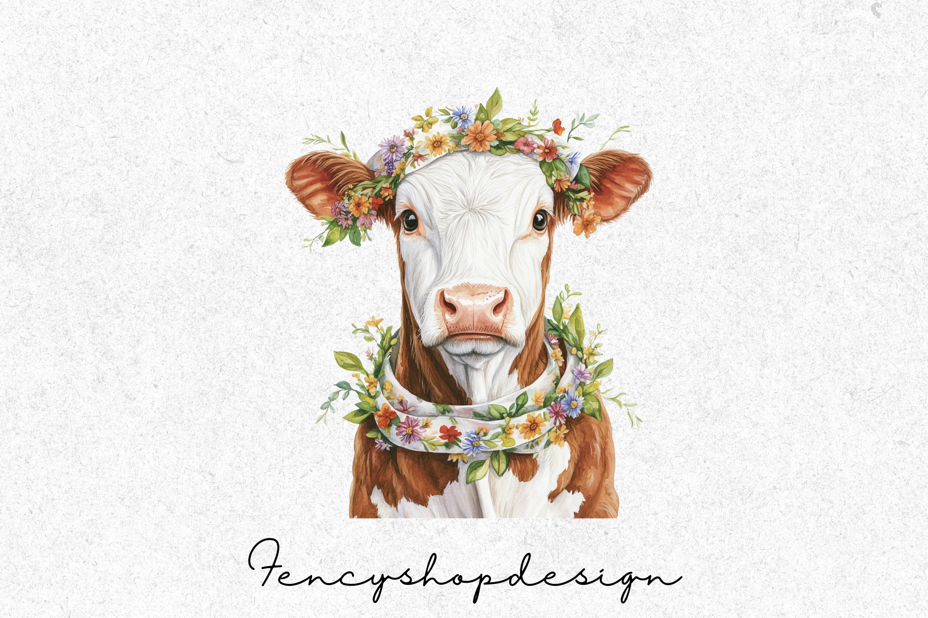 Adorable Floral Cow Clipart Bundle - Image 7