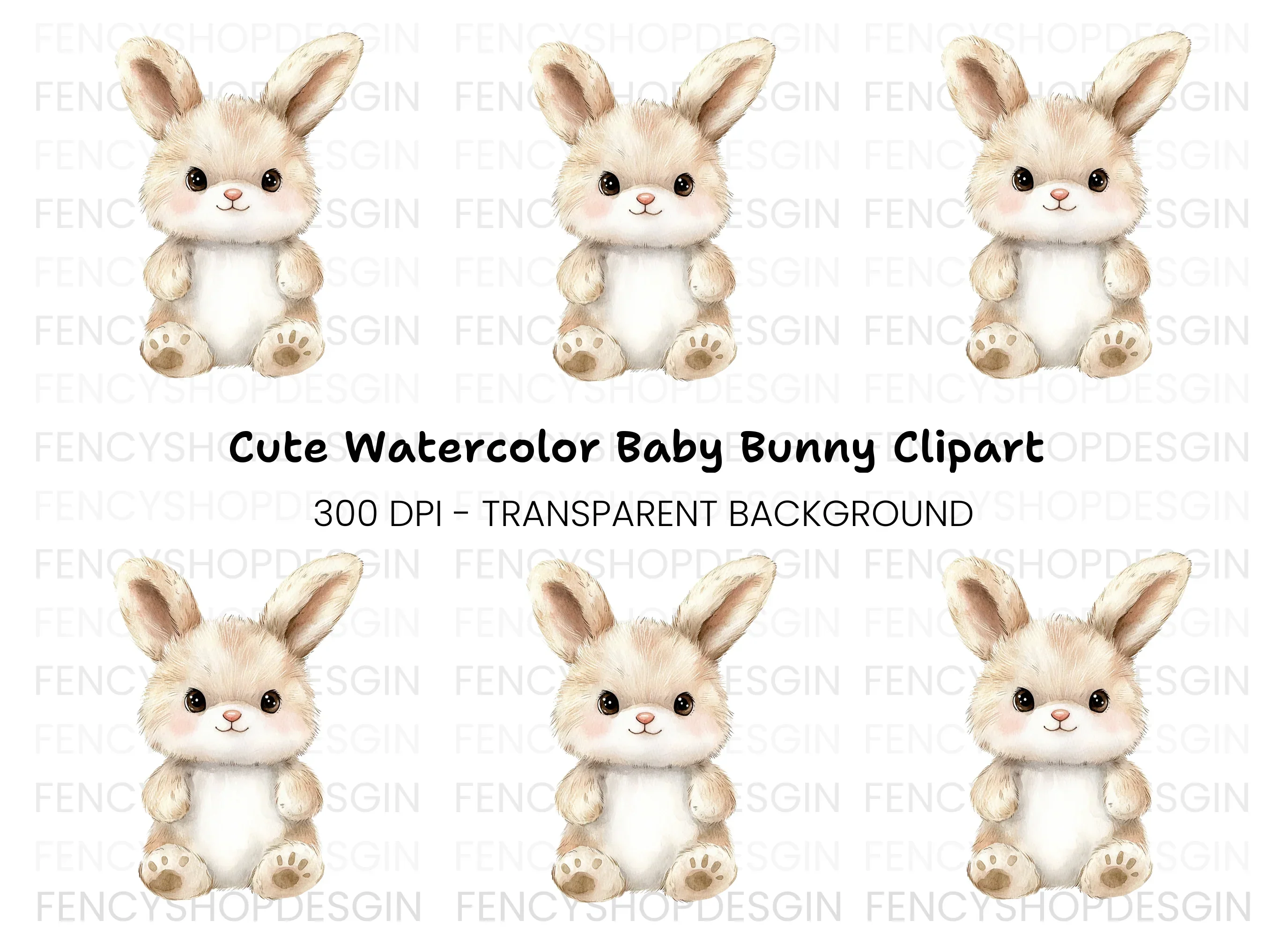 Adorable Fluffy Bunny Clipart Bundle