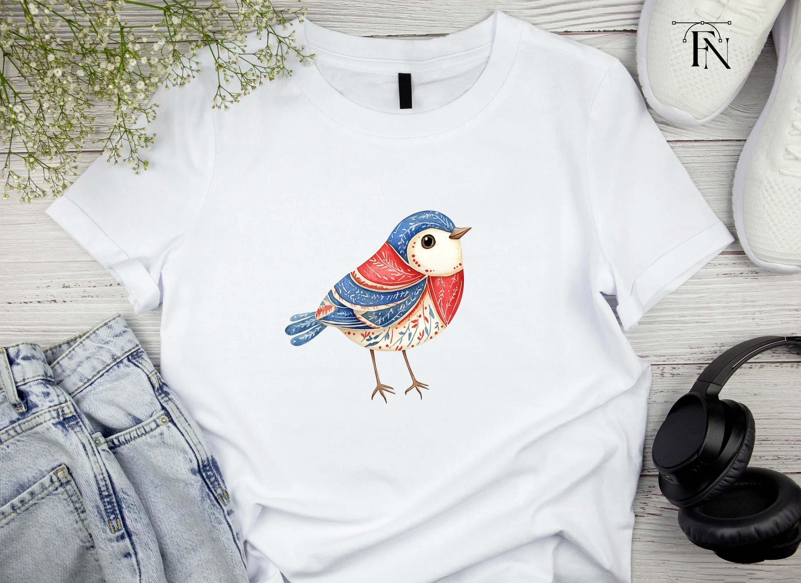 Adorable Folk Birds Clipart Bundle - Image 5