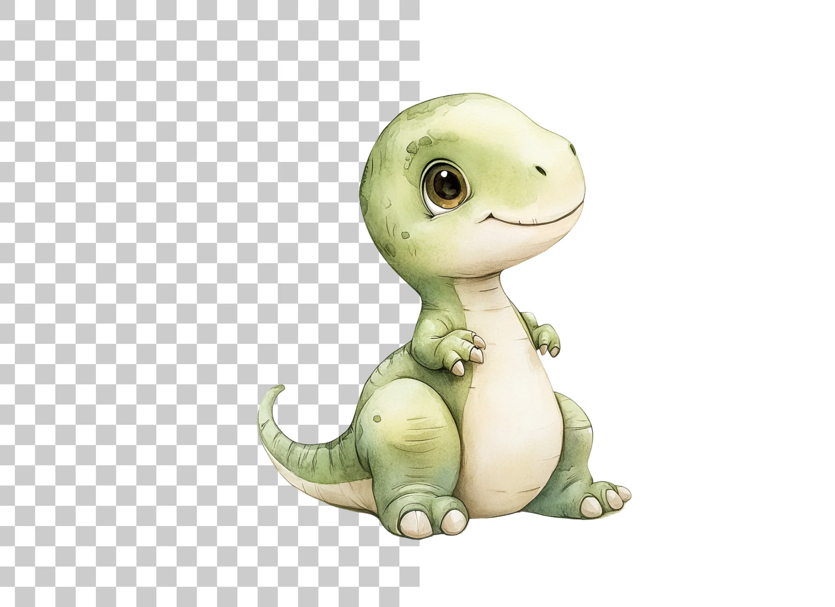 Adorable Green Baby Dinosaur Clipart Bundle - Image 3