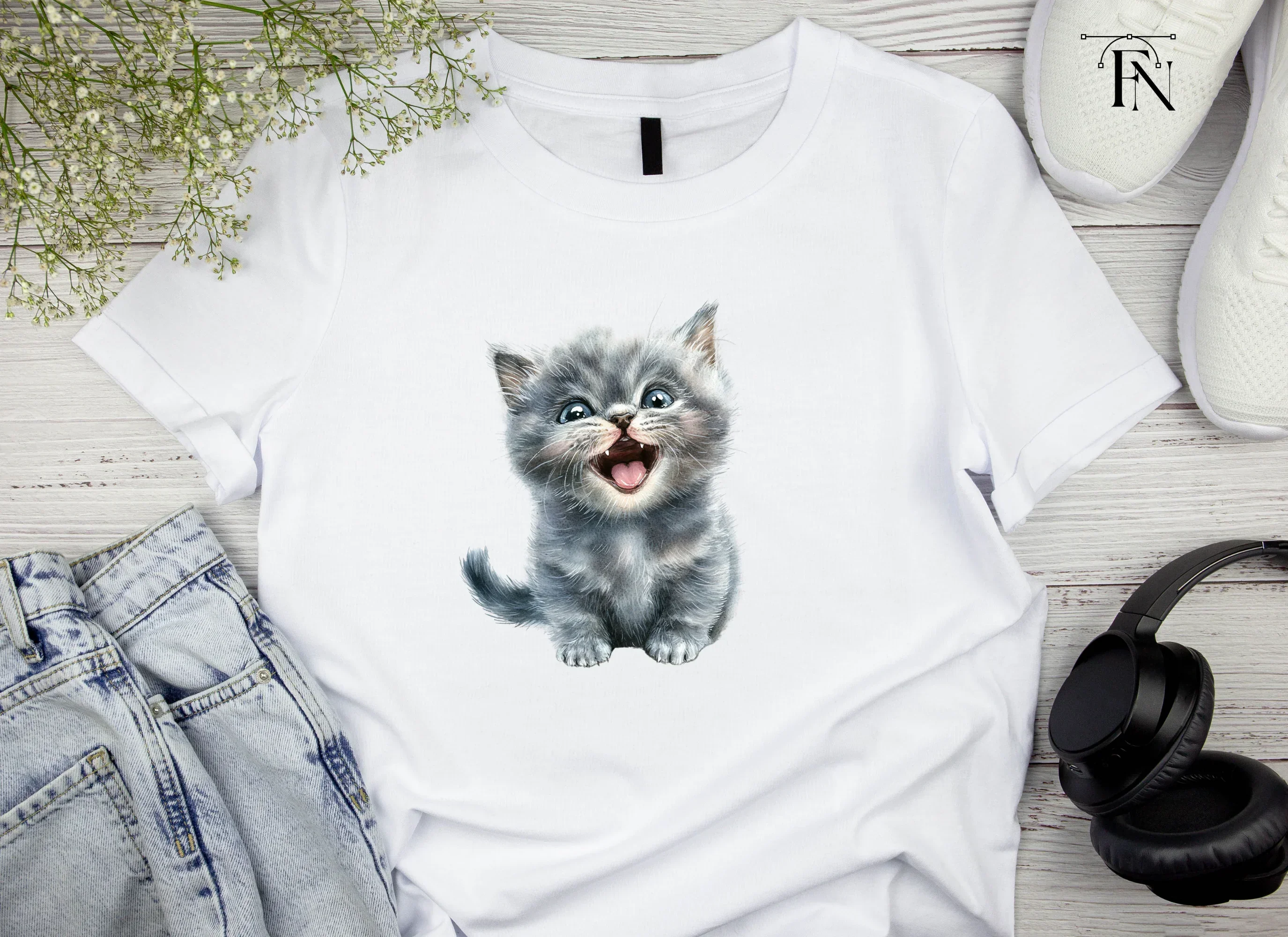 Adorable Grey Kitten Clipart Bundle - Image 4