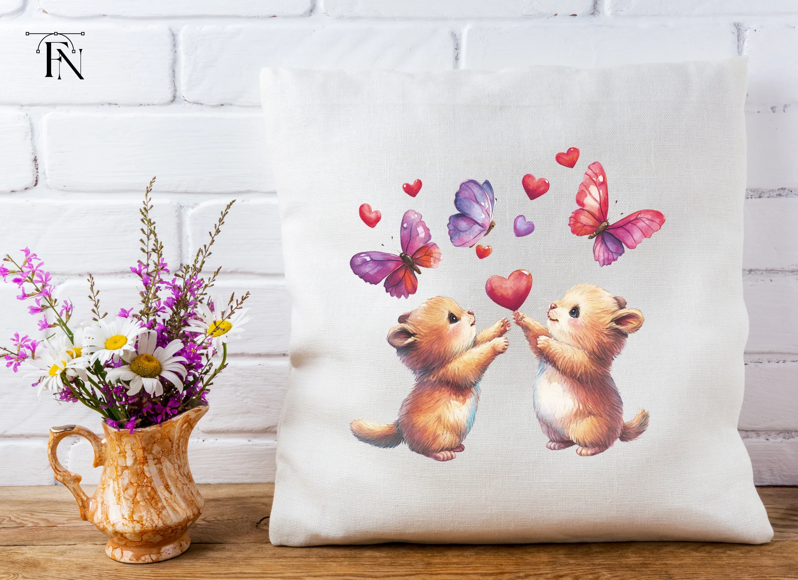Adorable Hamsters with Butterflies Clipart Bundle - Image 5