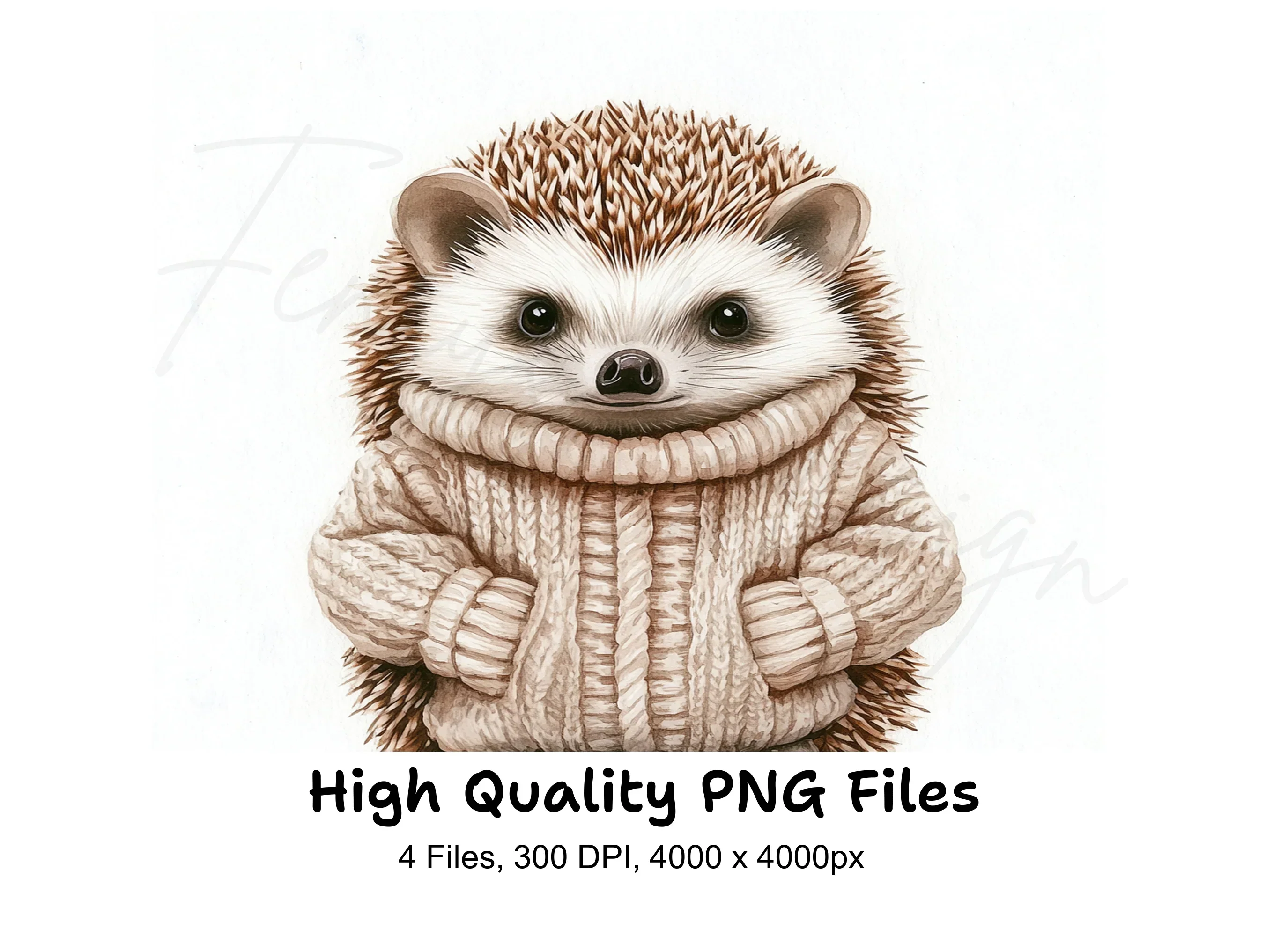 Adorable Hedgehog in Sweater Clipart Bundle