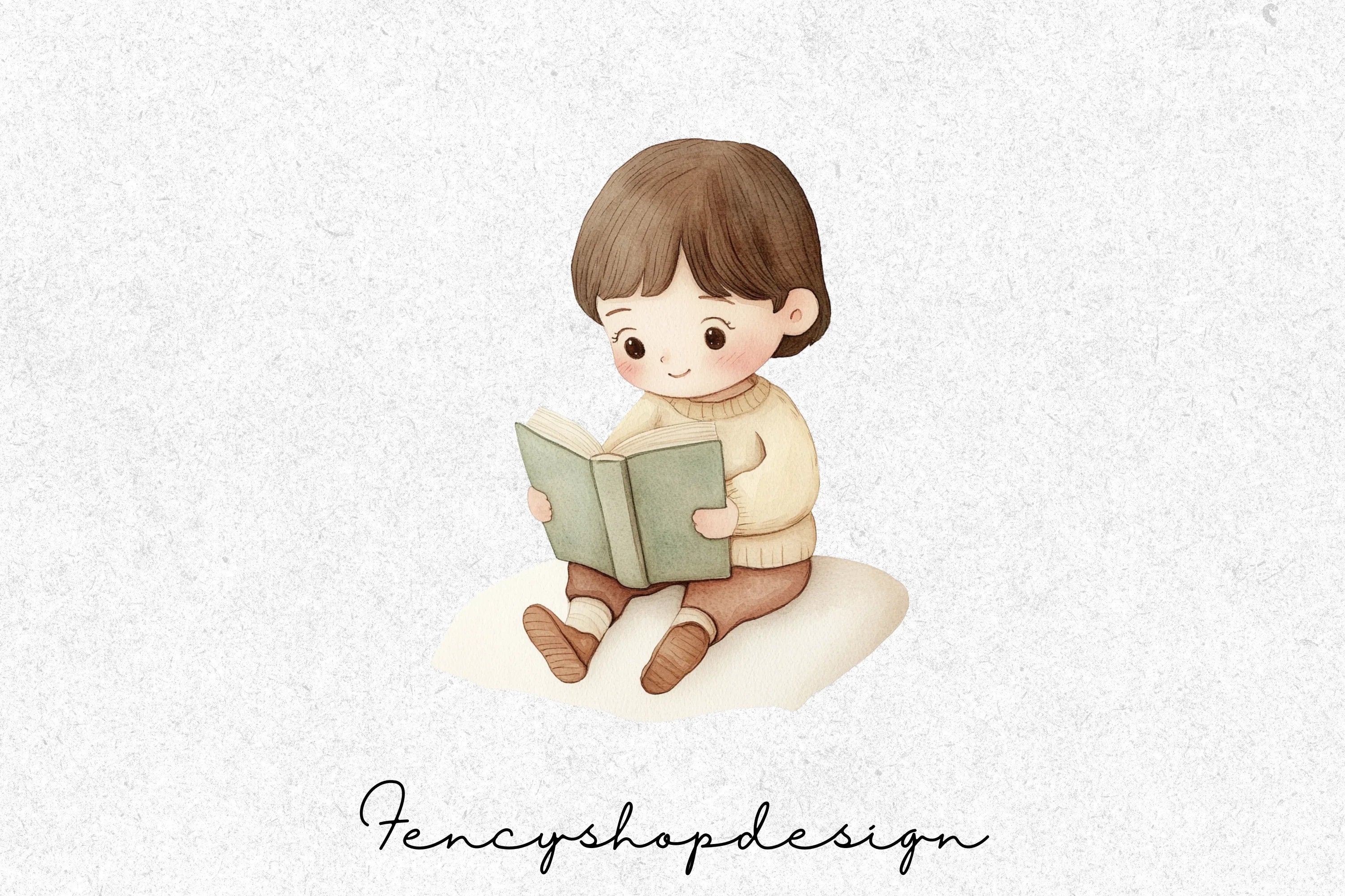Adorable Kids Reading Books Clipart Bundle - Image 3